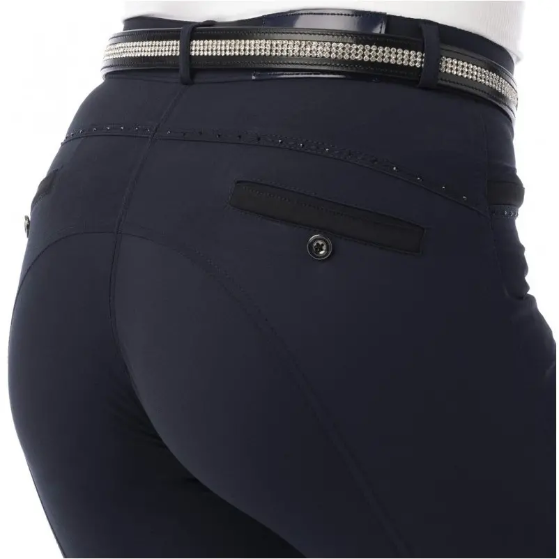 Damen Reithose Silikon Kniebesatz SAFIR marineblau/schwarz