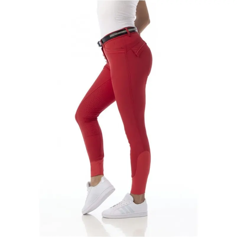 Damen Reithose Silikon Vollbesatz MICRO rot