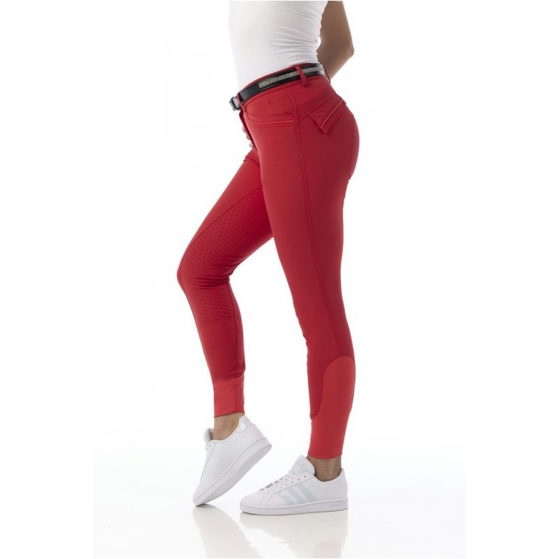 Damen Reithose Silikon Vollbesatz MICRO rot