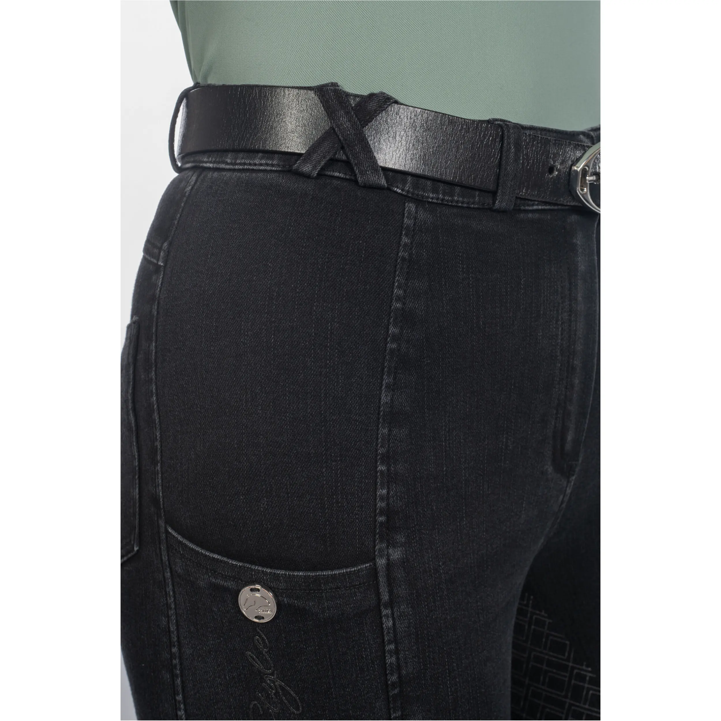 Damen Reithose Silikon Vollbesatz HARBOUR ISLAND DENIM schwarz