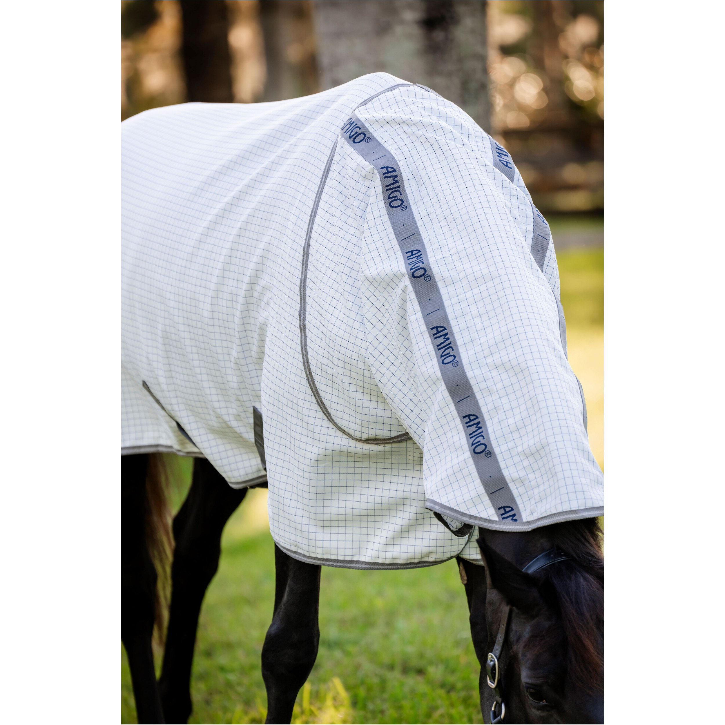 Fliegendecke mit Halsteil (abnehmbar) AMIGO Summer Sheet Plus navy check/titanium grey/silver