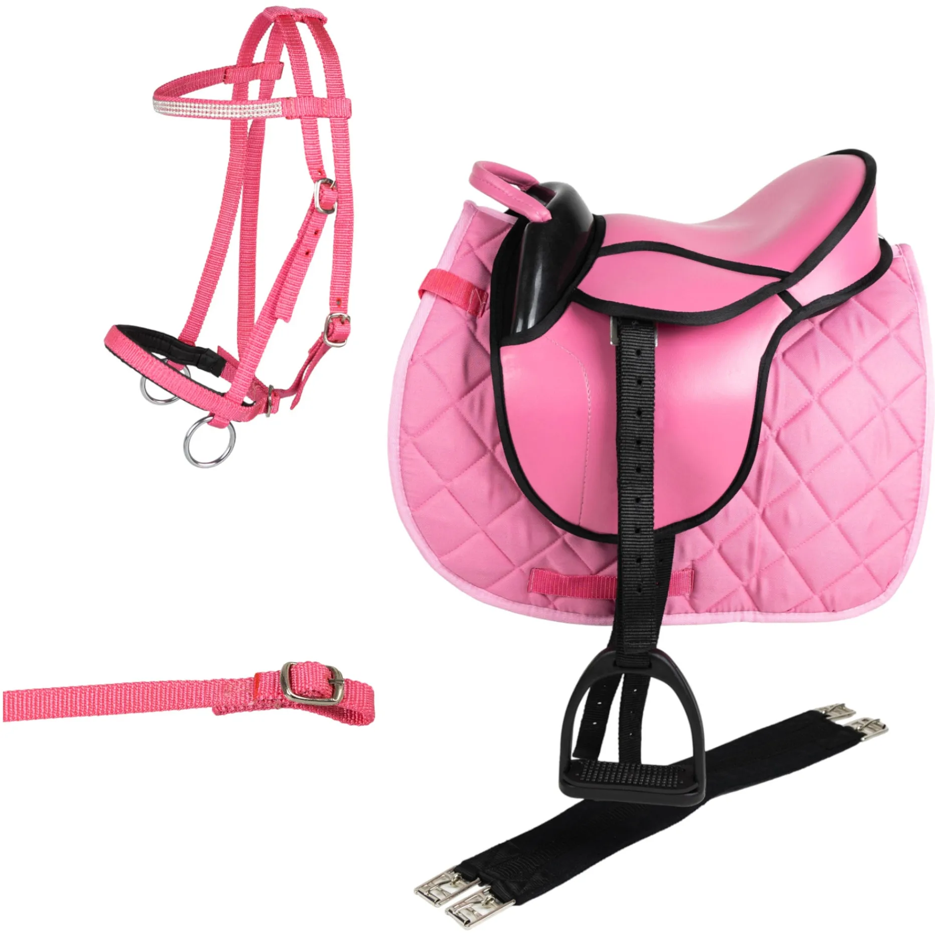 Shettysattel-Set mit Trense ADVANCED pink 12"
