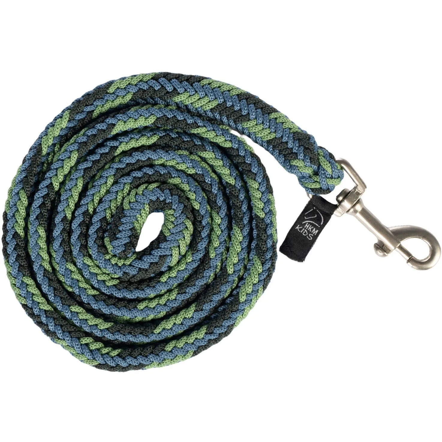 Führstrick mit Karabinerhaken NELE blau/grün