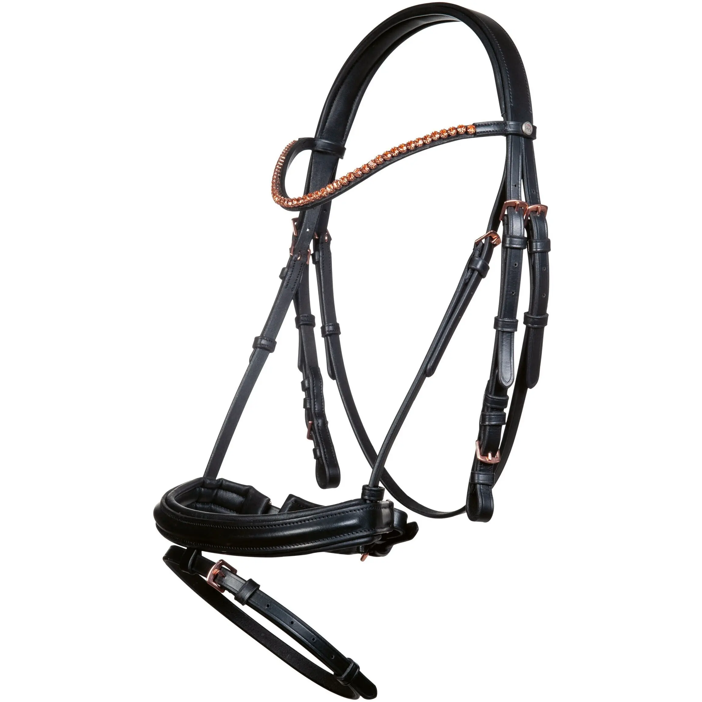 Trensenzaum ROSEGOLD GLAMOUR STYLE schwarz/rosegold