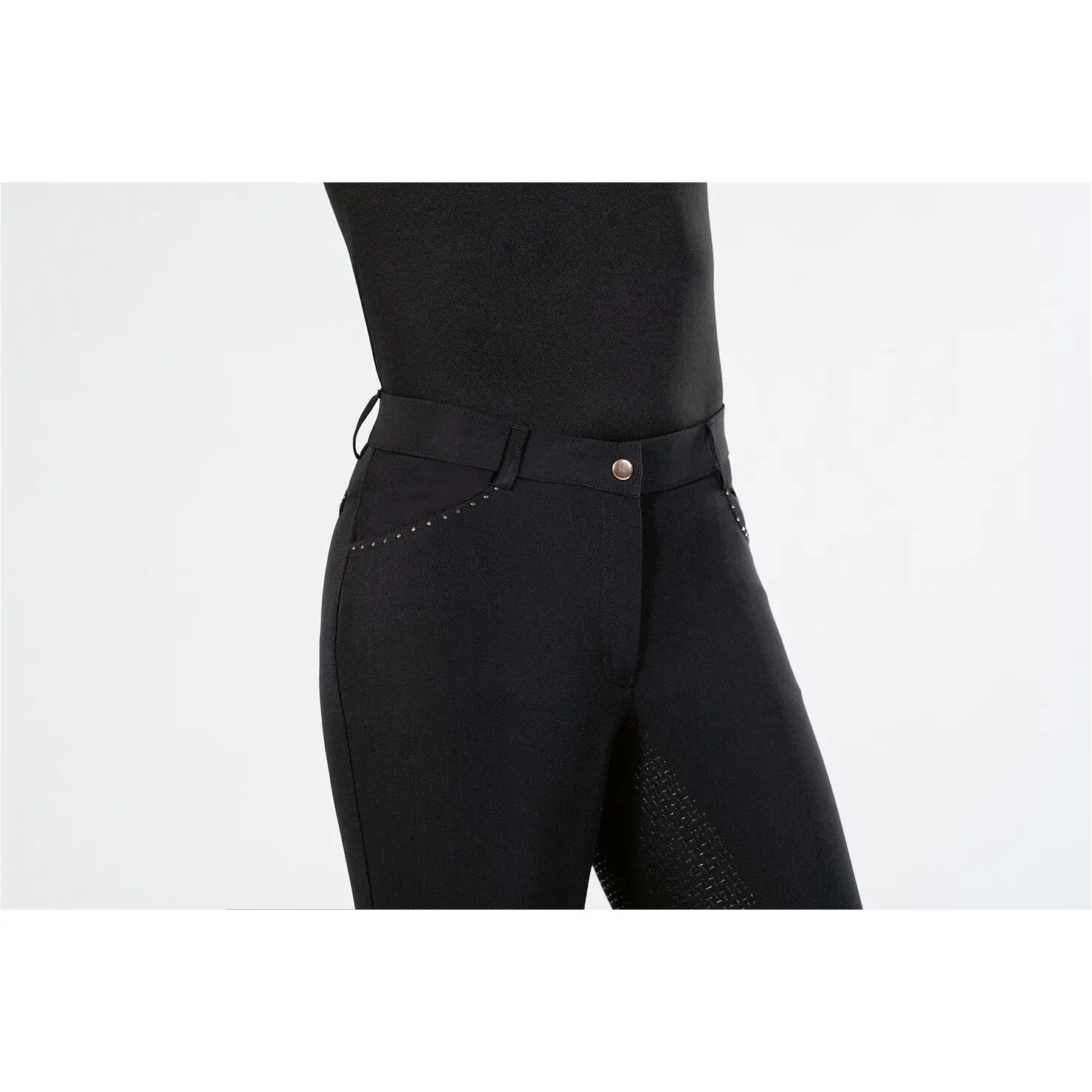 Damen Reithose Silikon Vollbesatz ROSEGOLD GLAMOUR STYLE schwarz/rosegold