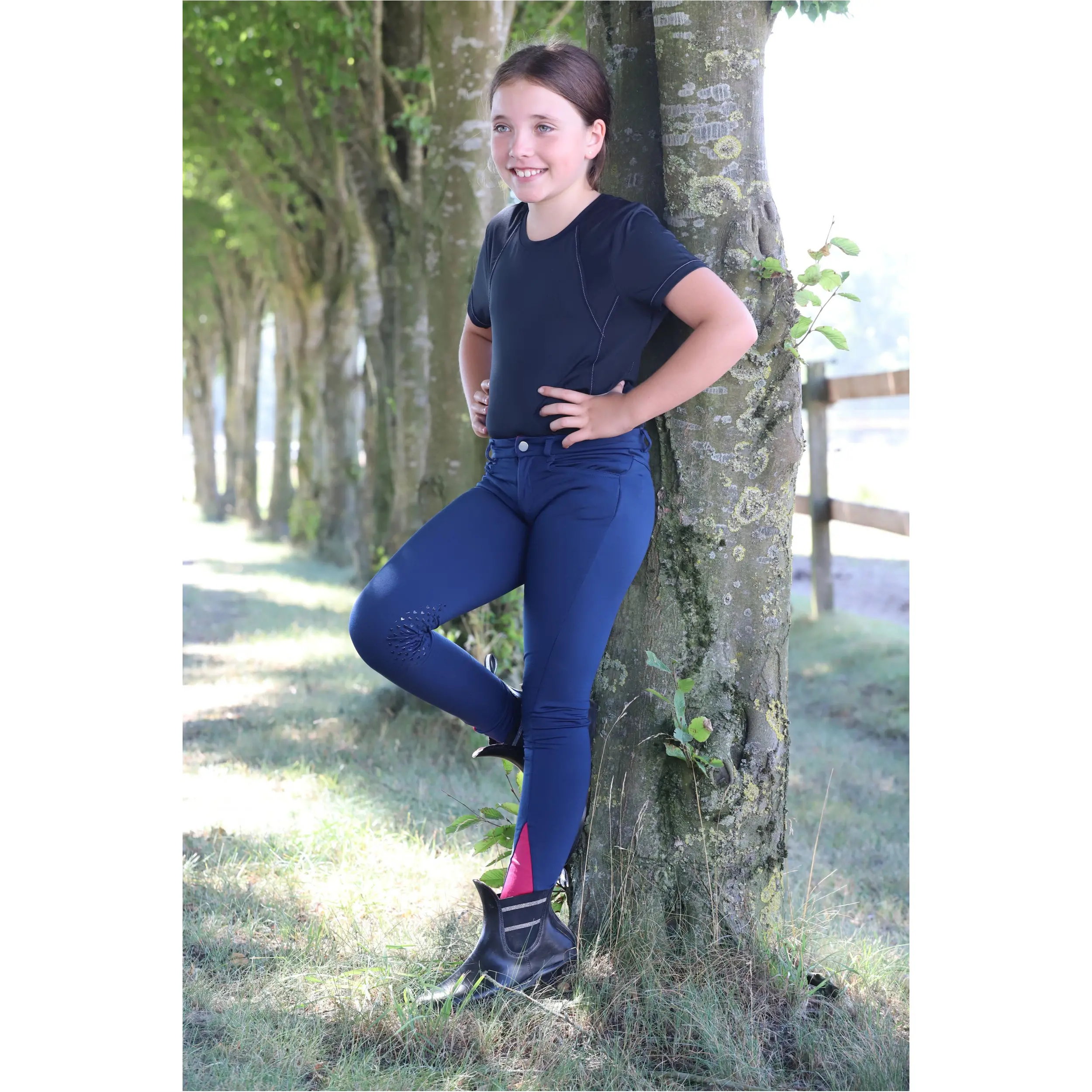 Kinder Reithose Silikon Kniebesatz COMFY dunkelblau