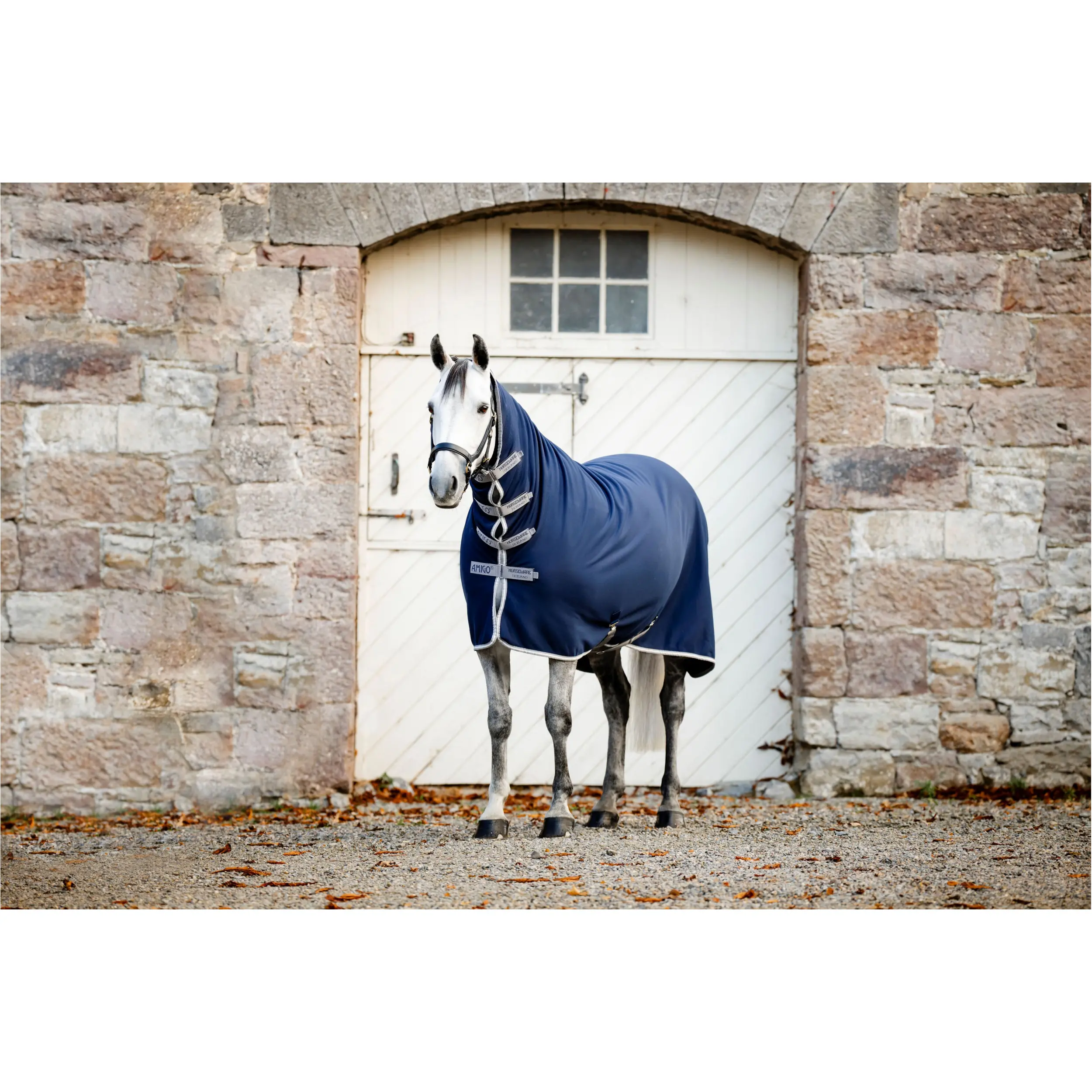 Abschwitzdecke mit festem Halsteil AMIGO Jersey Integrated Cooler navy/titanium grey/silver
