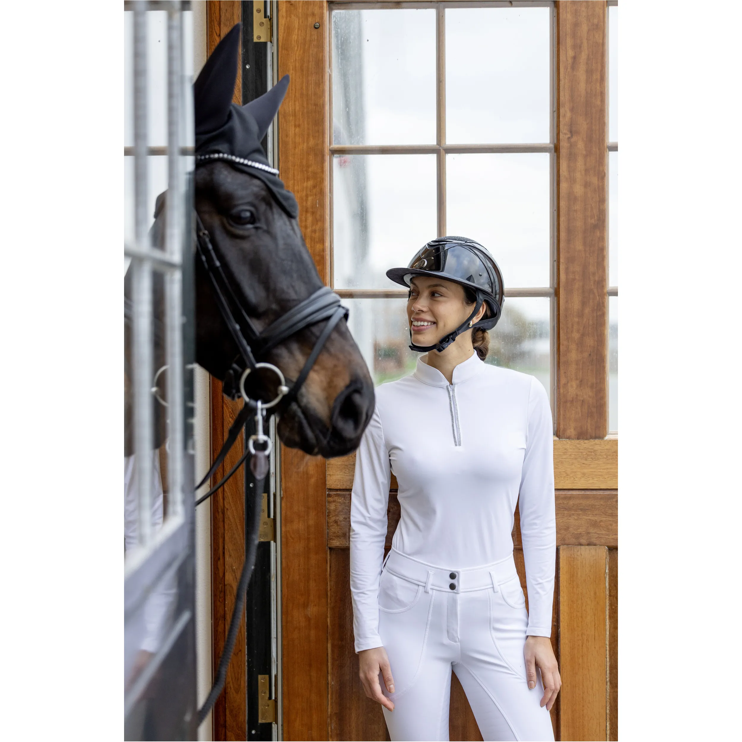 Damen Turniershirt Langarm VINICA half-zip weiß