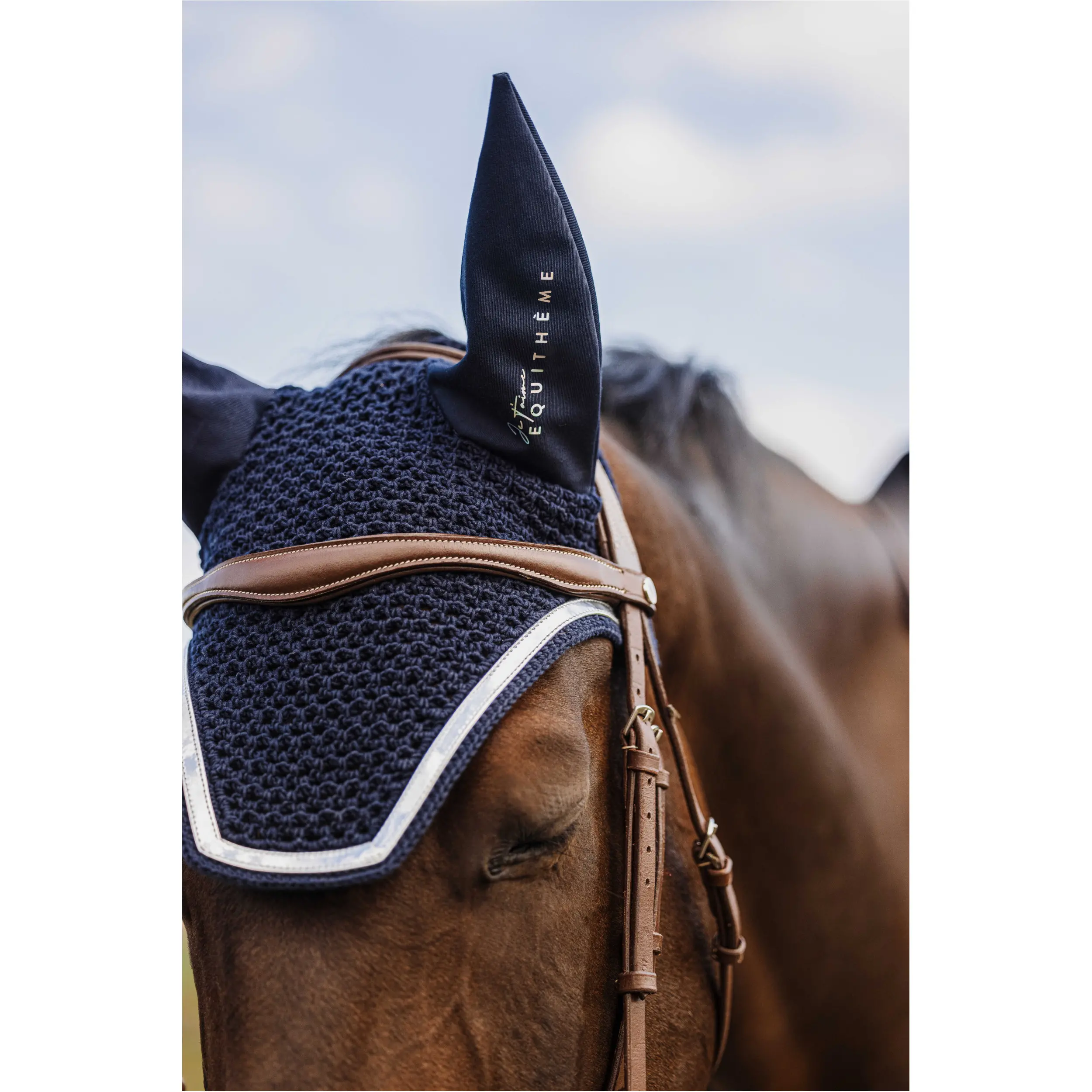 Fliegenhaube Je t'aime MIRROR navy Warmblut