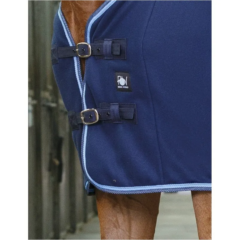 Abschwitzdecke mit gekreuzten Bauchgurten marineblau/hellblau