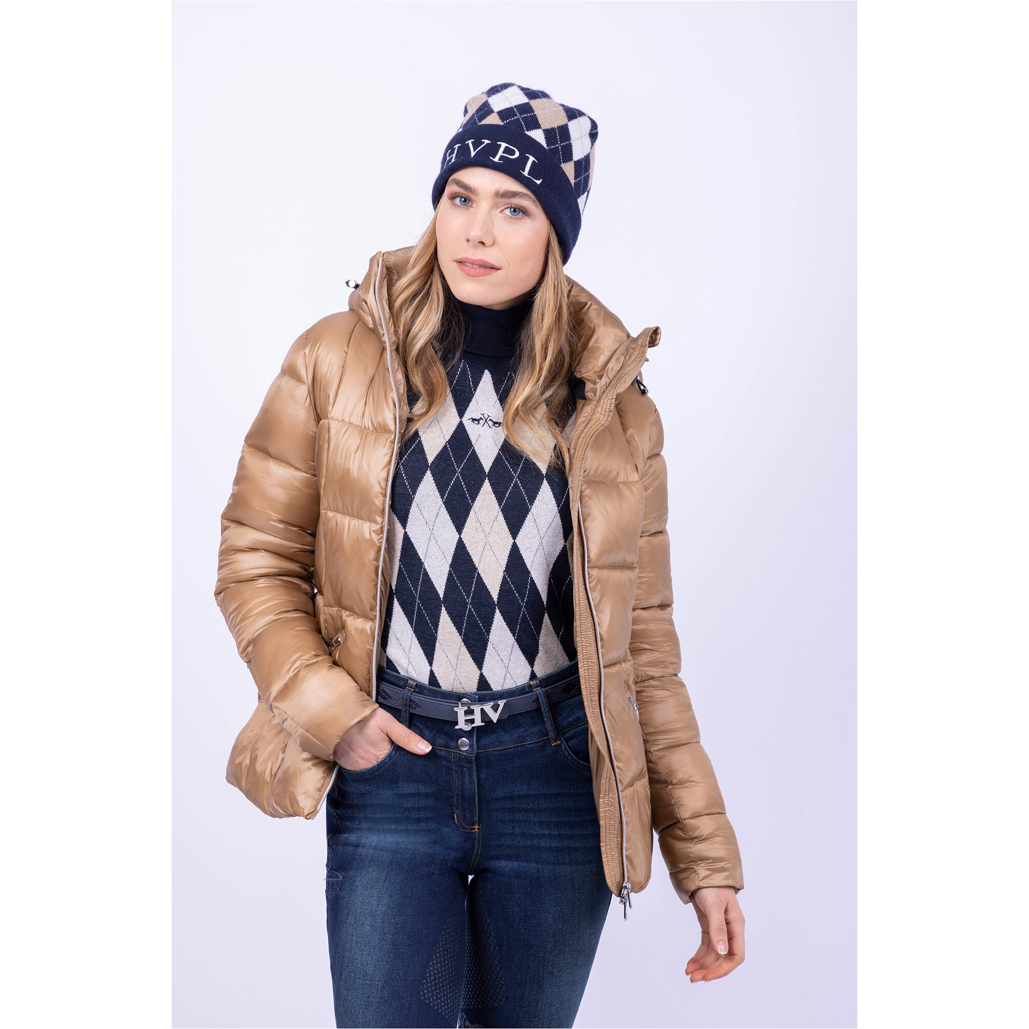 Damen Beanie HVPArgyle navy