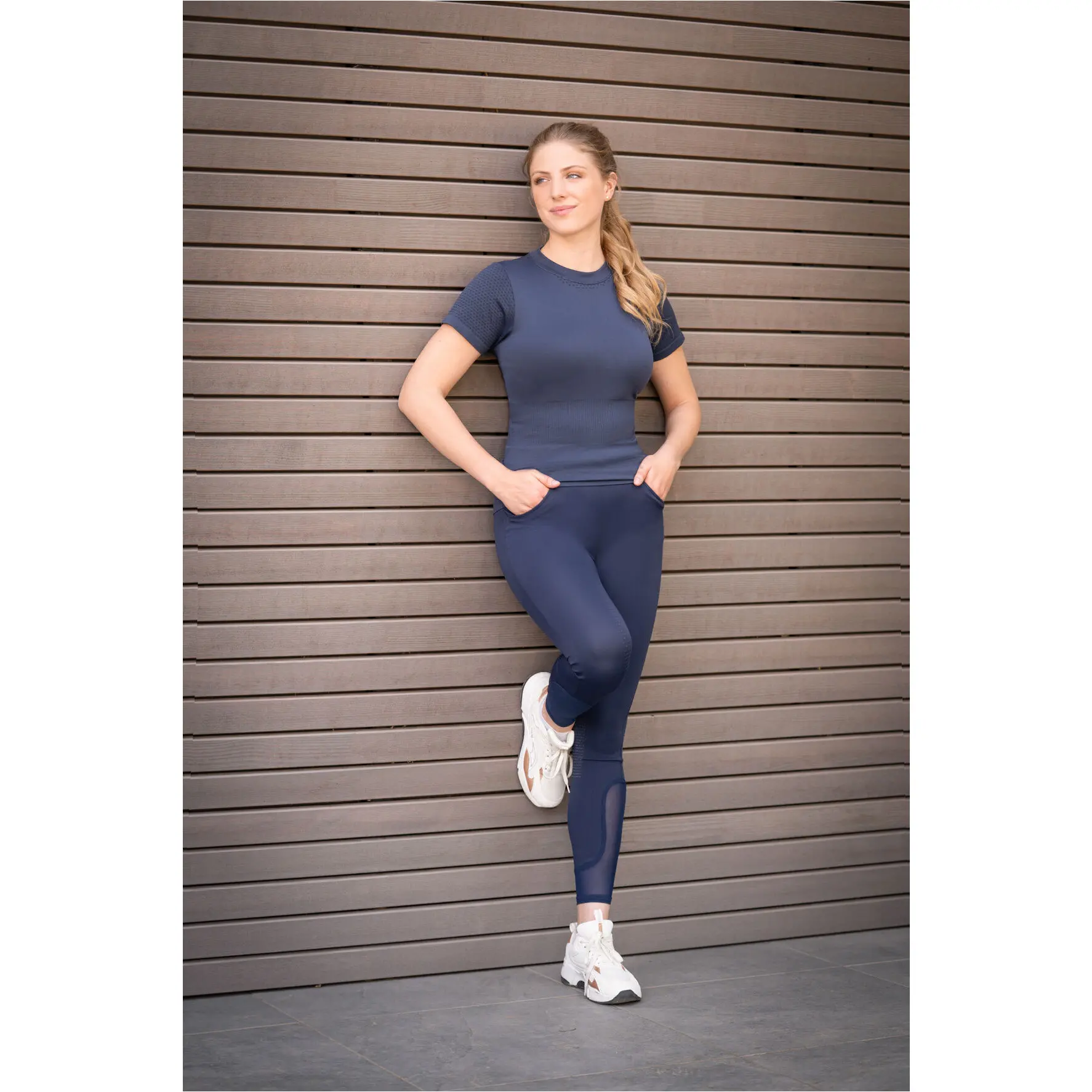 Damen Reitleggings Silikon Vollbesatz MESH II dunkelblau
