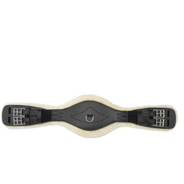 Lederkurzgurt geölt mit Kunstfell und Elast COMFORT schwarz/beige
