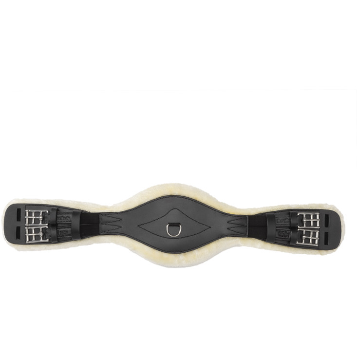 Lederkurzgurt geölt mit Kunstfell und Elast COMFORT schwarz/beige