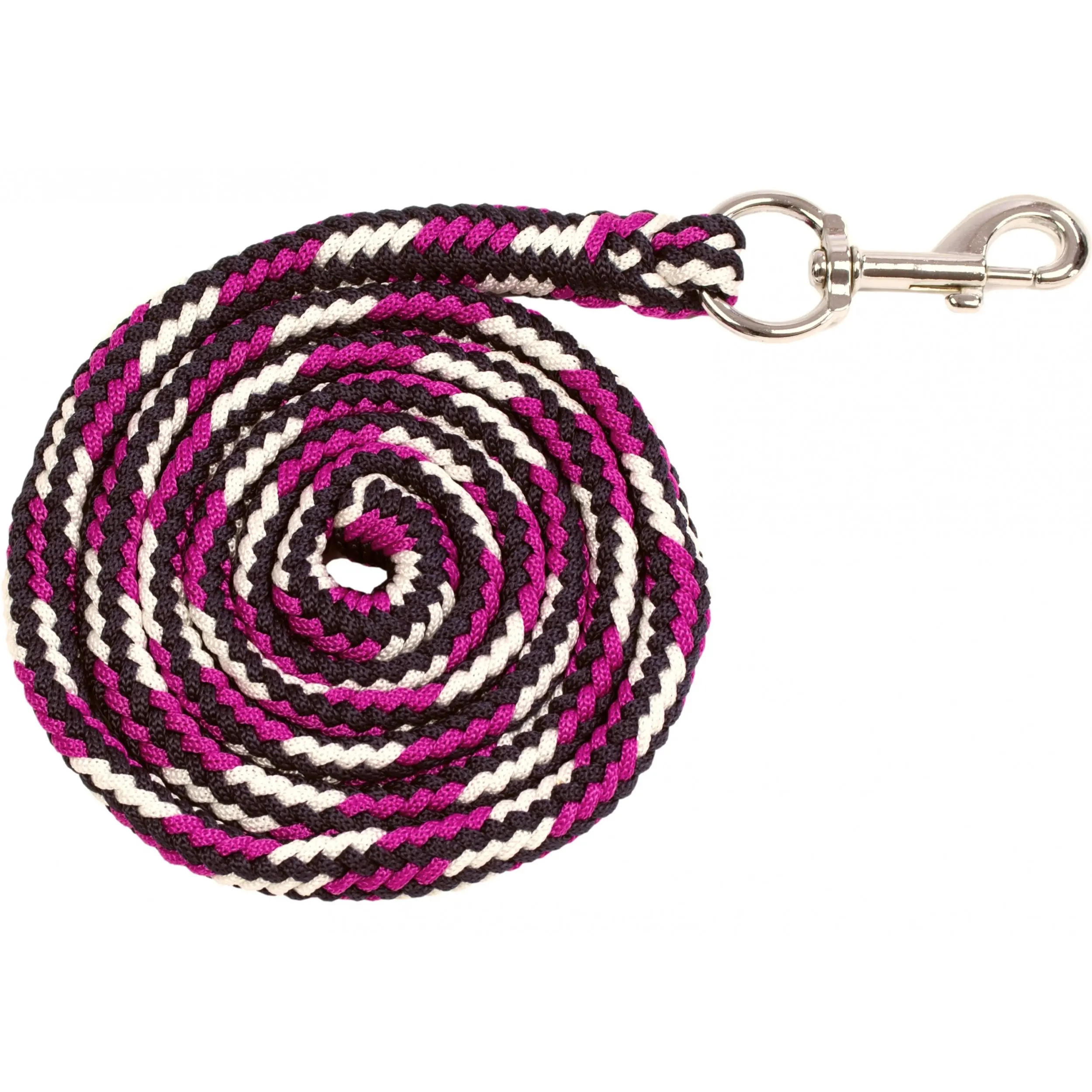Führstrick mit Karabinerhaken BASICLINE dunkelblau/weiß/brombeere 180cm
