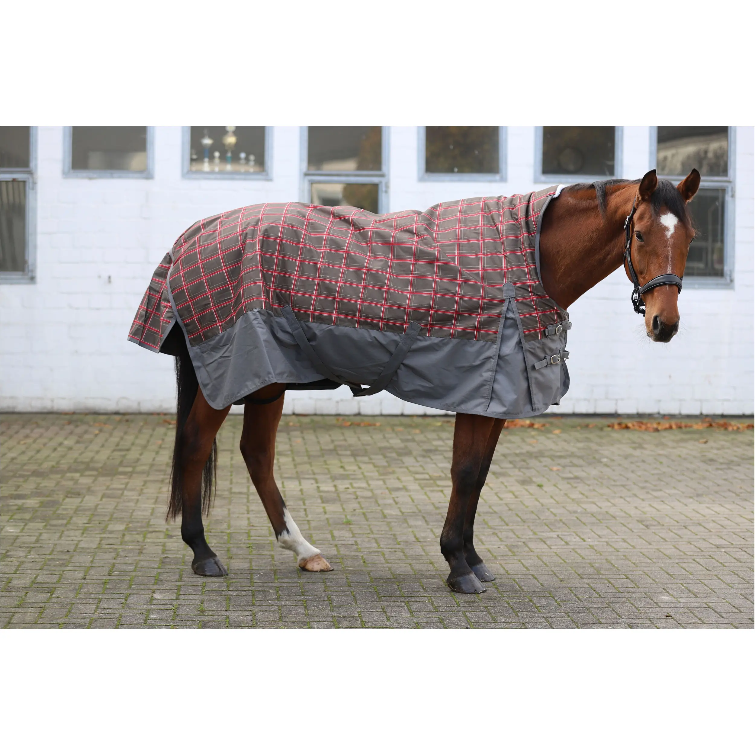 Outdoordecke High Neck 600D mit Polarfleecefutter IRHCustomized grey check/grey