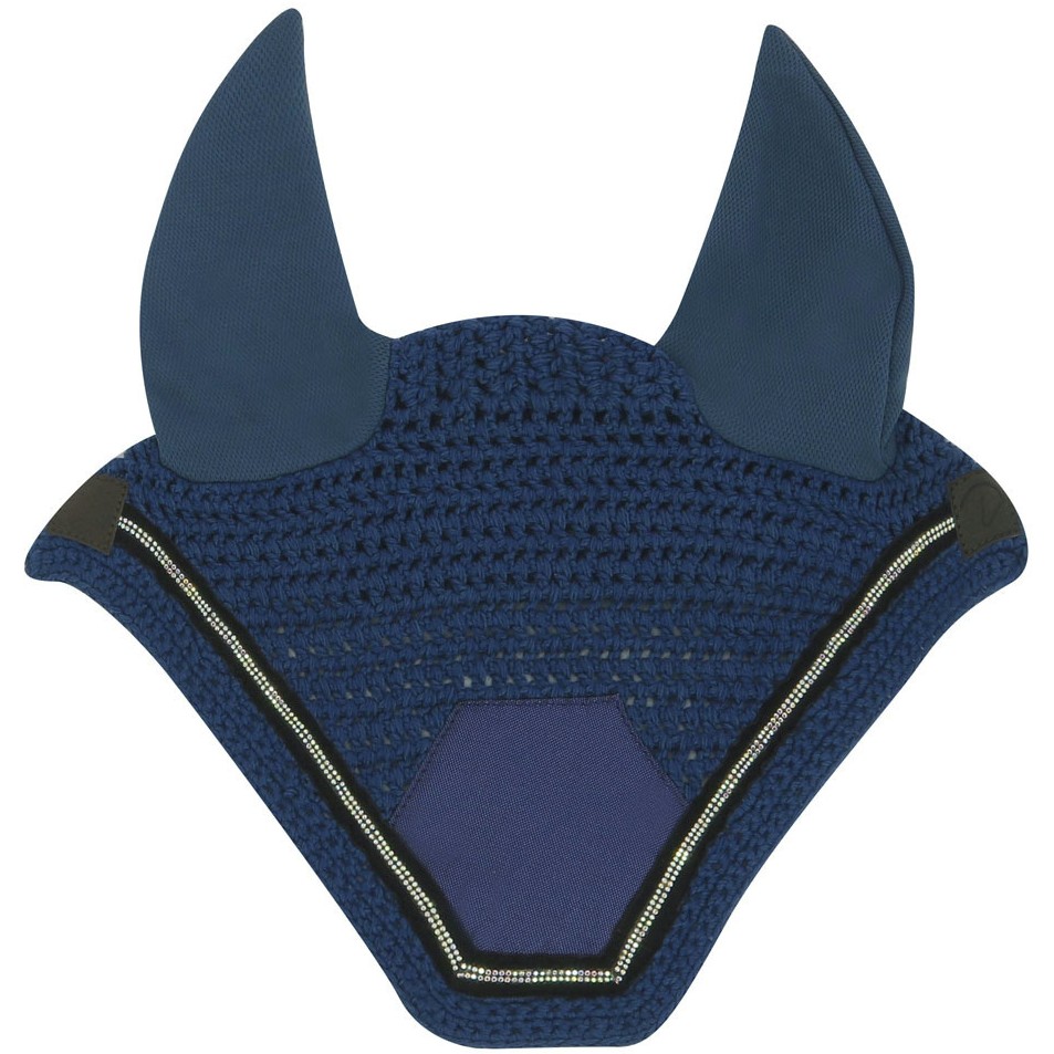 Fliegenohrenhaube mit Strass DOMINO königsblau