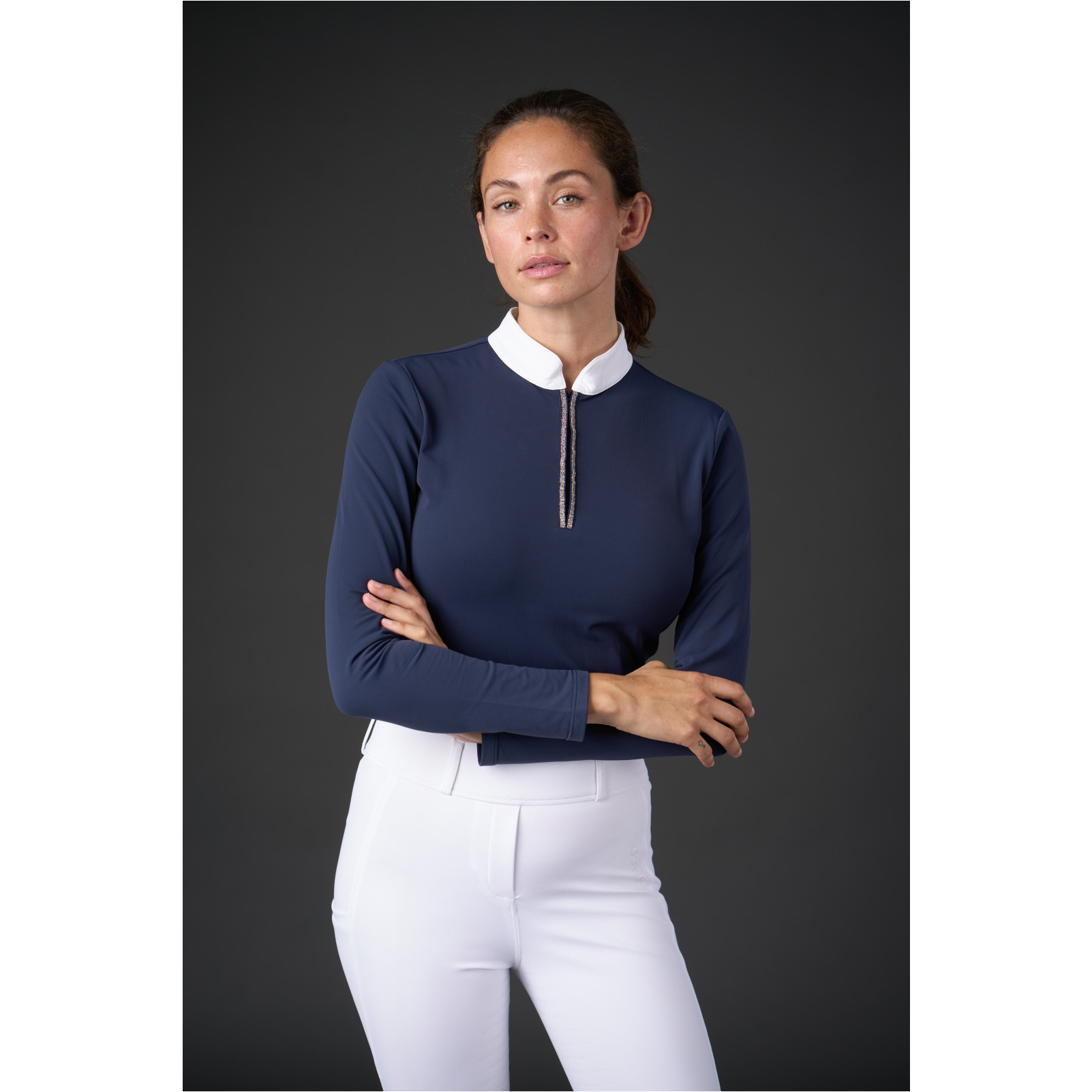 Damen Turniershirt Langarm VINICA half-zip navy