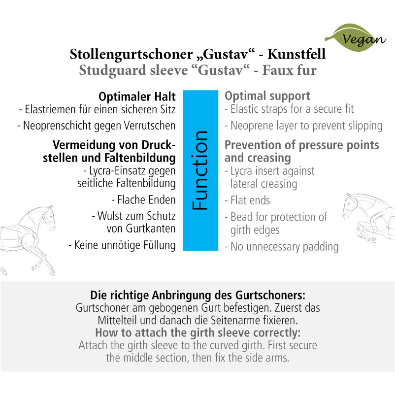 Sattelgurtschoner Kunstfell mit Bauchlatz GUSTAV Vegan braun