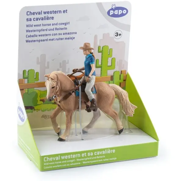 Westernpferd mit Reiterin braun