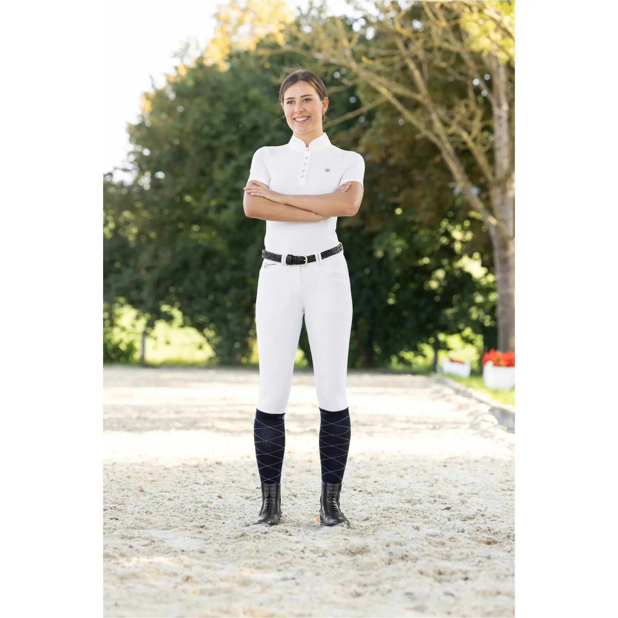 Damen Reithose Silikon Vollbesatz JANNE x PINKRIBBON white pearl