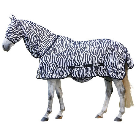 Fliegendecke mit Halsteil RugBe ZEBRA schwarz/weiss