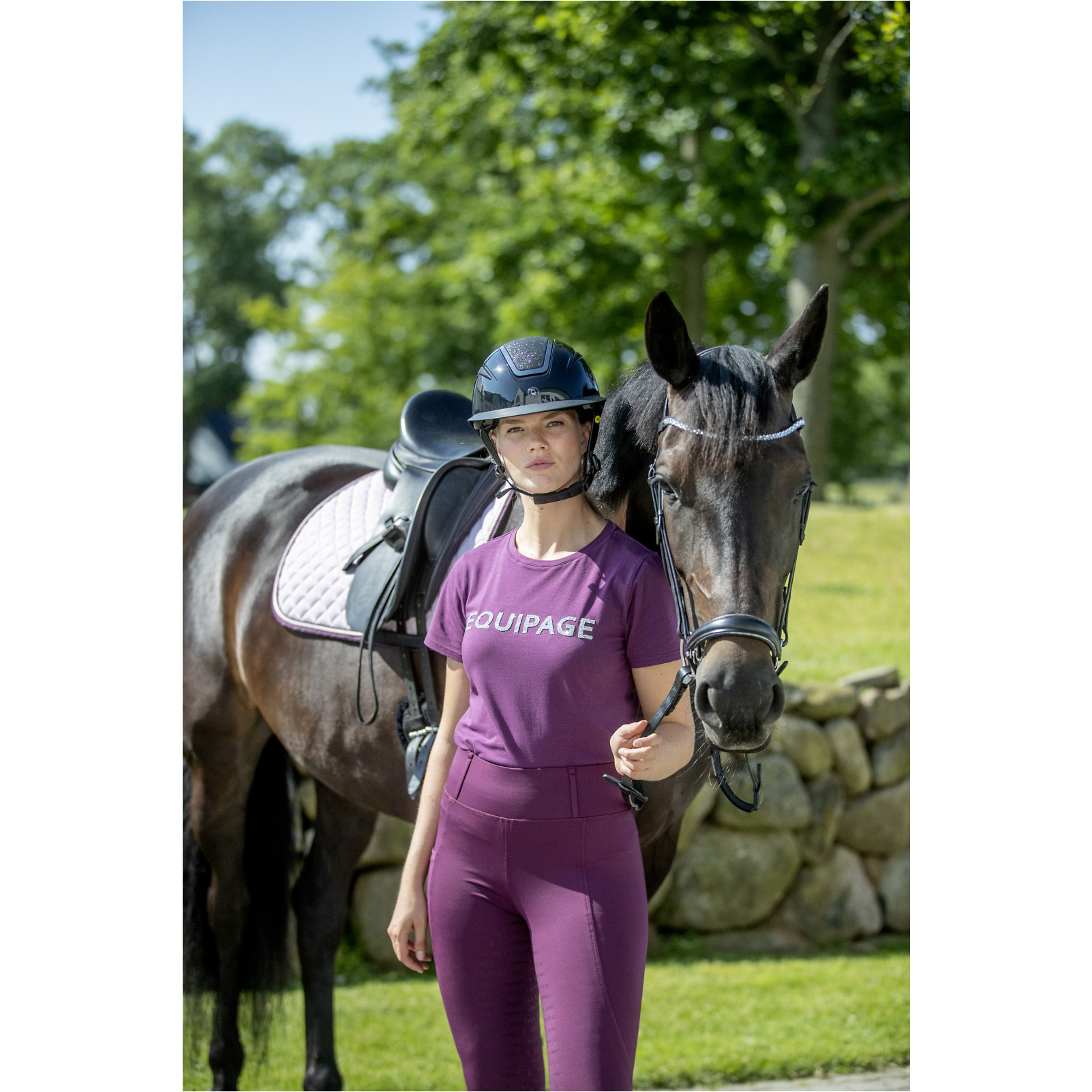 Damen Reitleggings Silikon Vollbesatz KENDRA italian plum