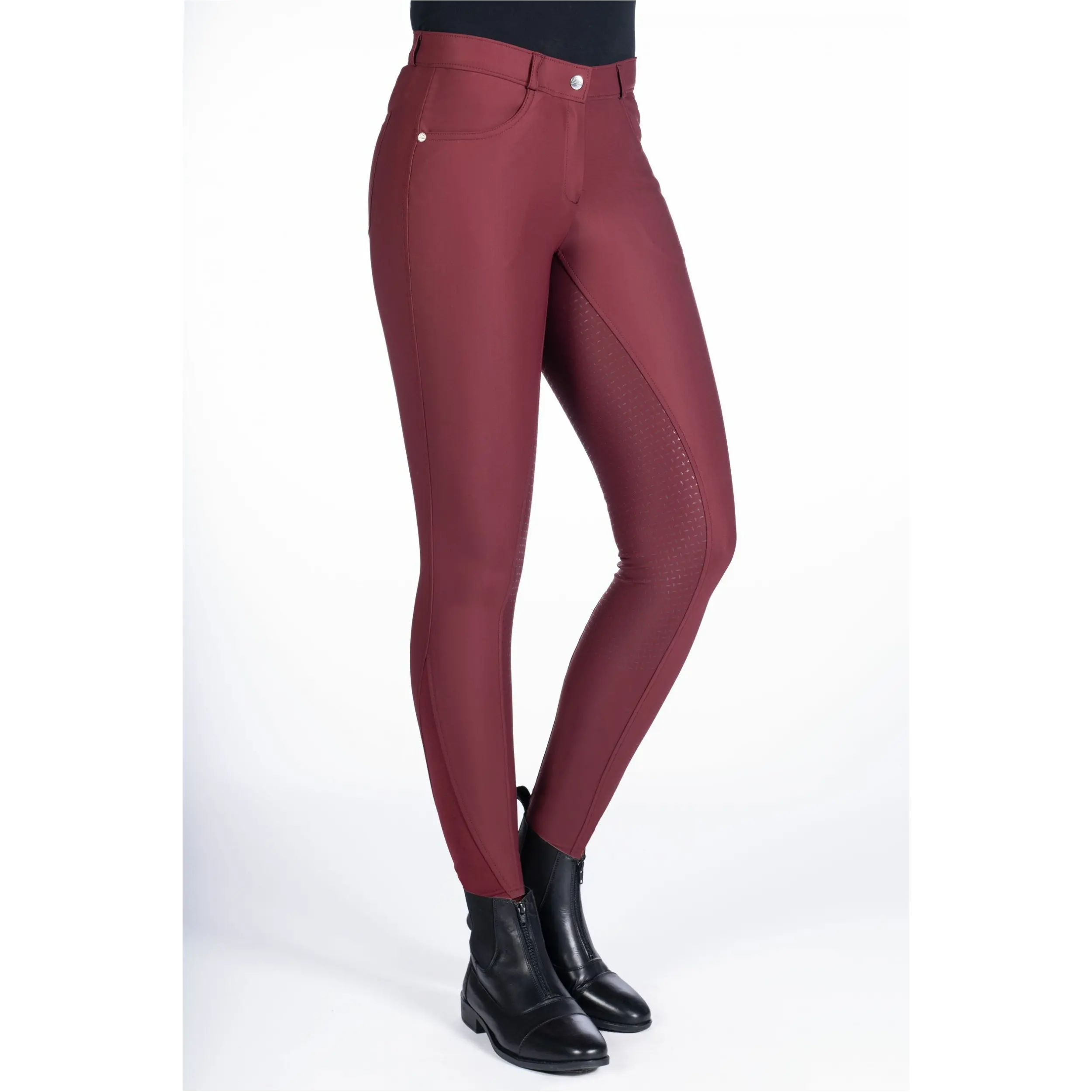 Damen Reithose Silikon Vollbesatz LUNA weinrot