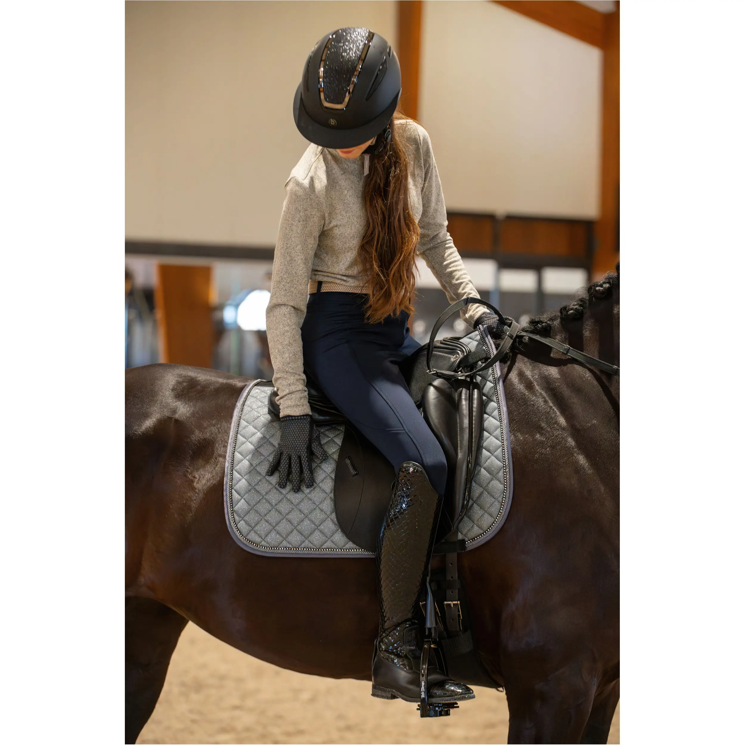 Damen Reithandschuhe reflektierend SALINE schwarz Damen Reithandschuhe reflektierend SALINE schwarz
