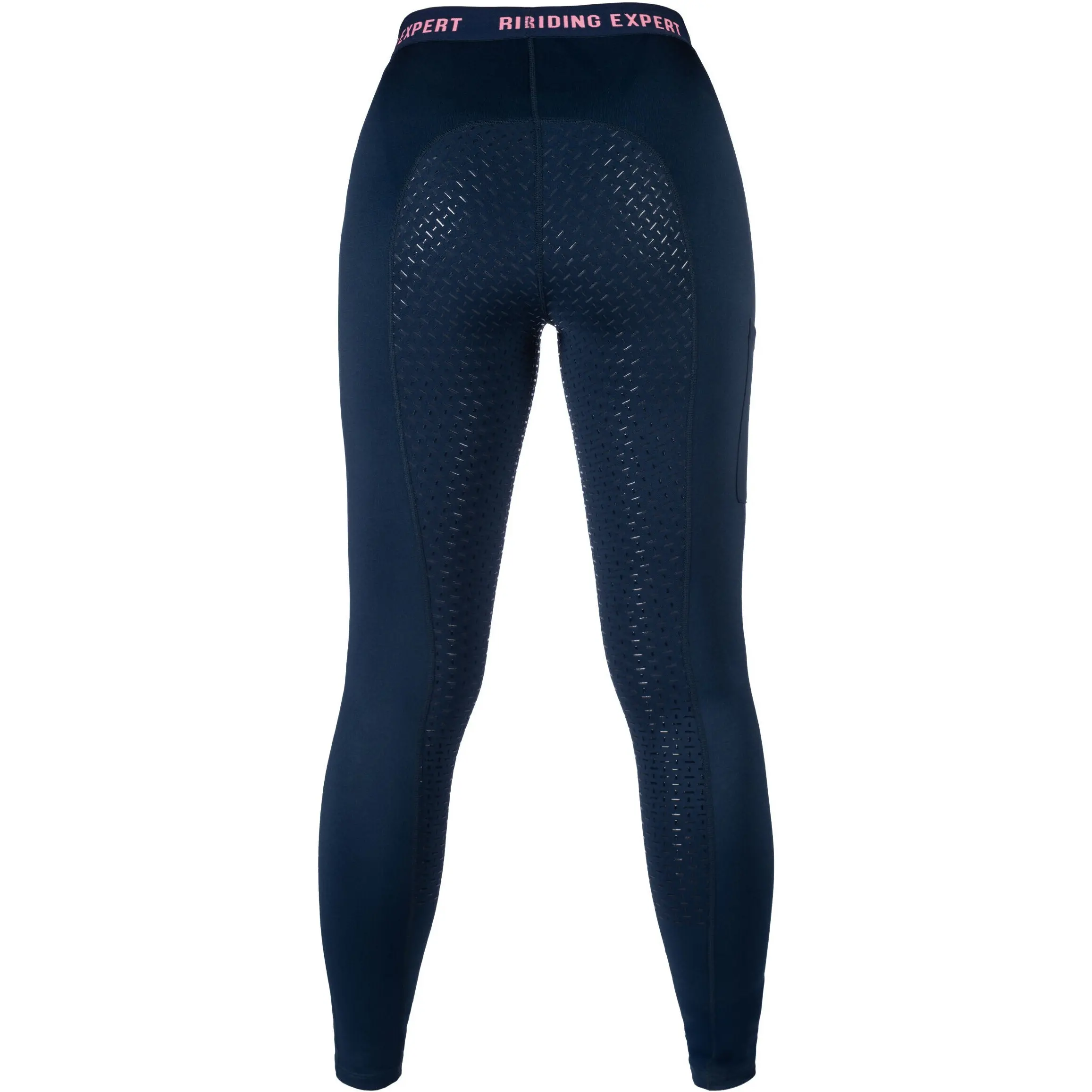 Damen Reitleggings Silikon Vollbesatz GRAZ STYLE dunkelblau/neon koralle