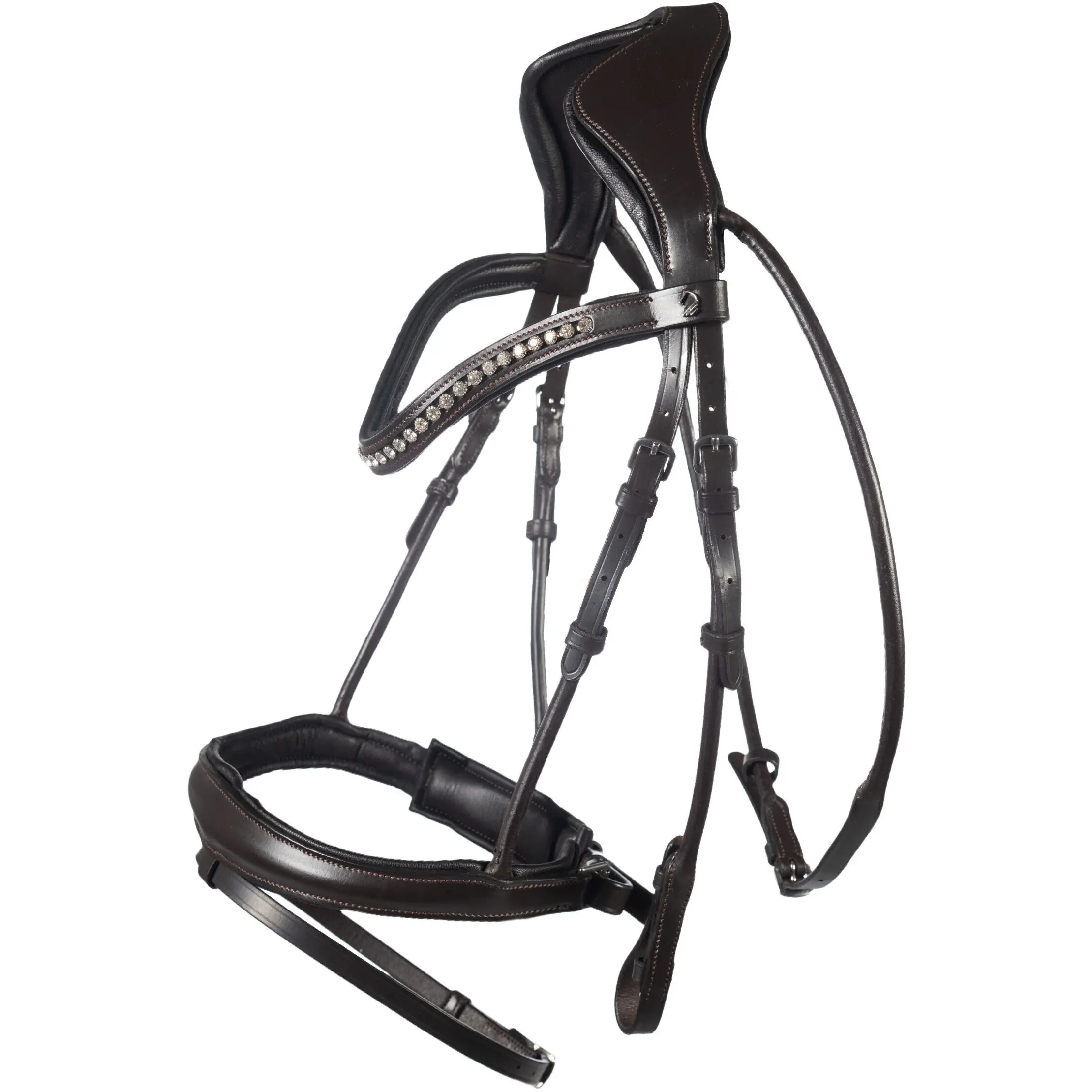 Trensenzaum mit schwedischem Reithalfter AREZZO dunkelbraun Trensenzaum mit schwedischem Reithalfter AREZZO dunkelbraun