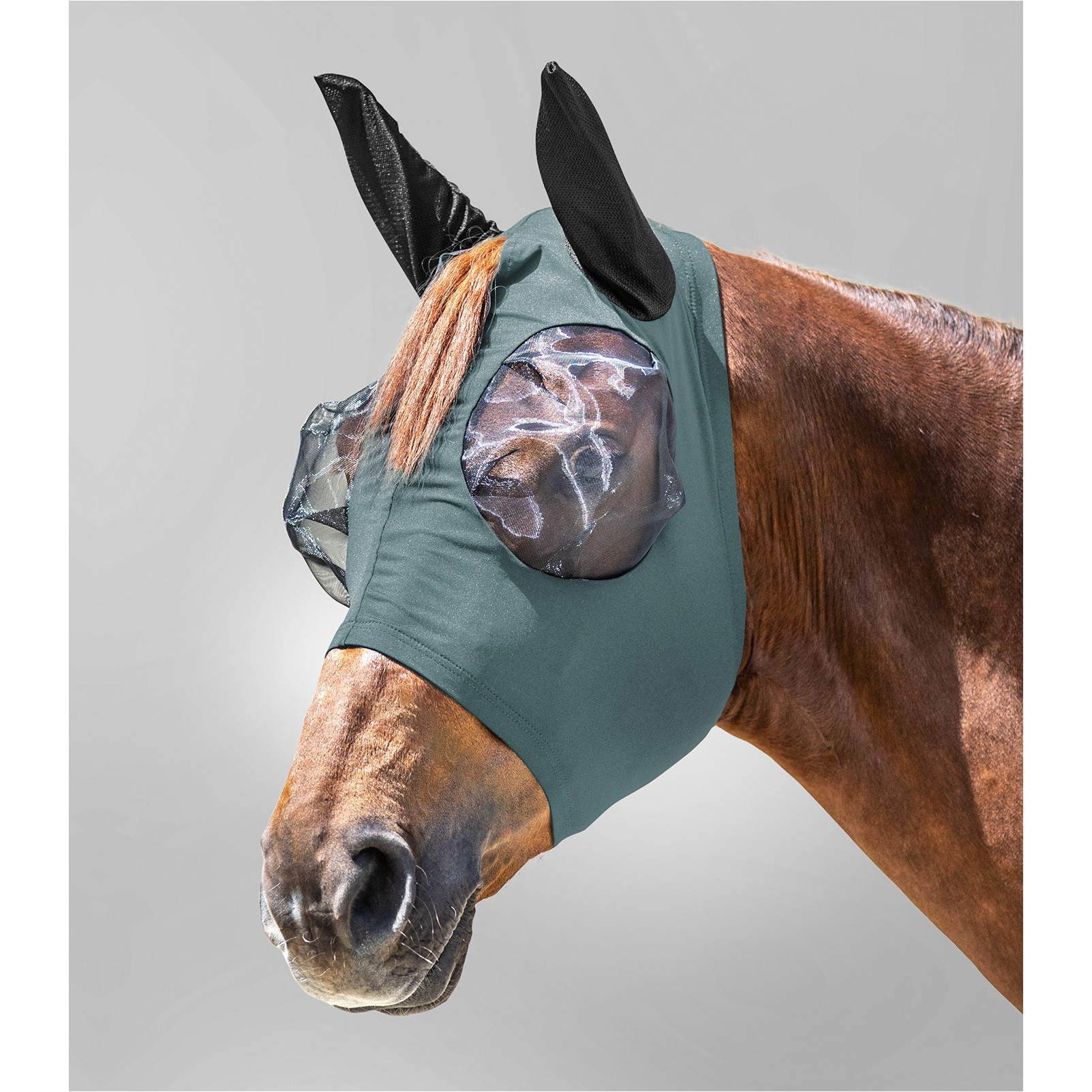 Fliegenmaske mit Reißverschluss PUCK piniengrün