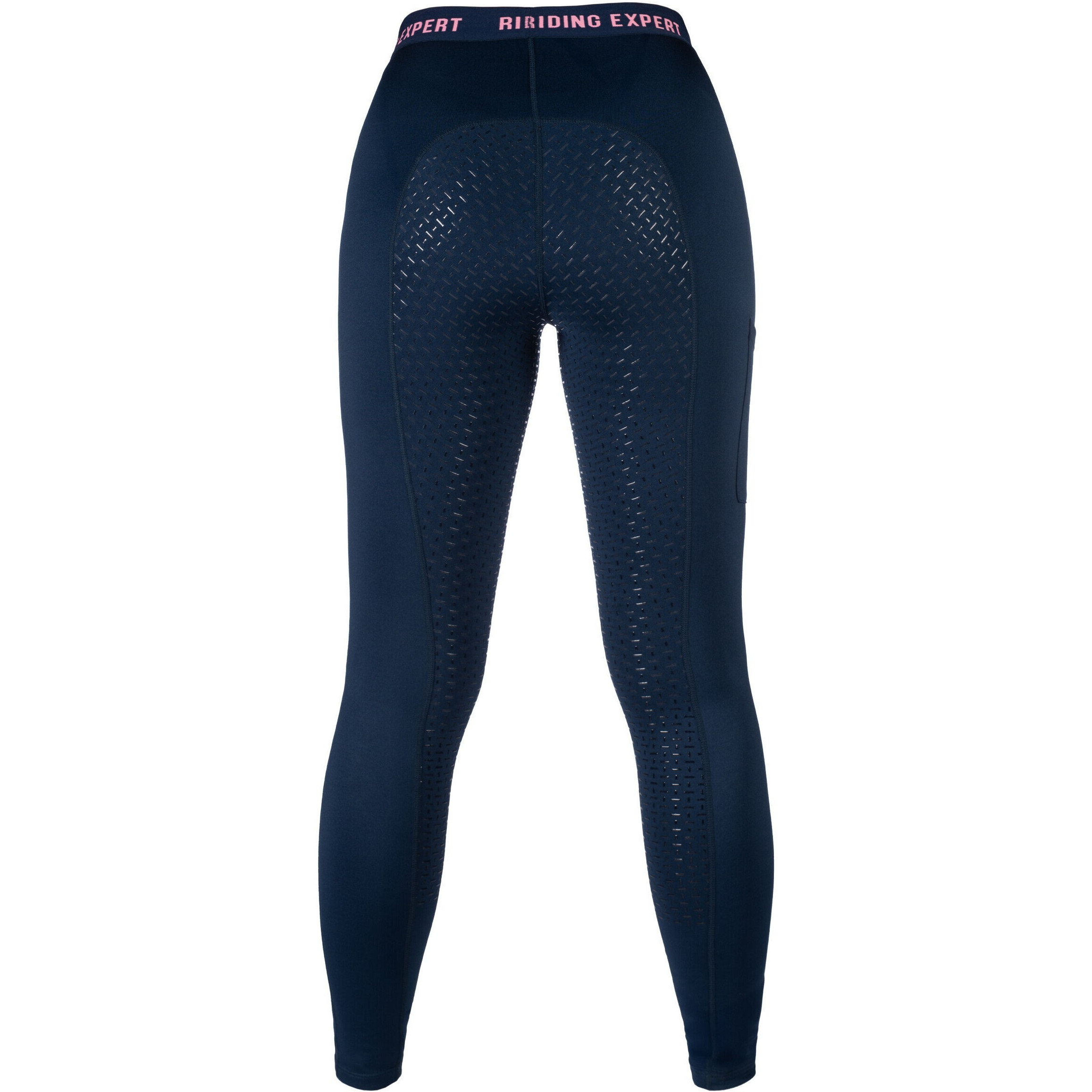 Kinder Reitleggings Silikon Vollbesatz GRAZ STYLE dunkelblau/neon koralle