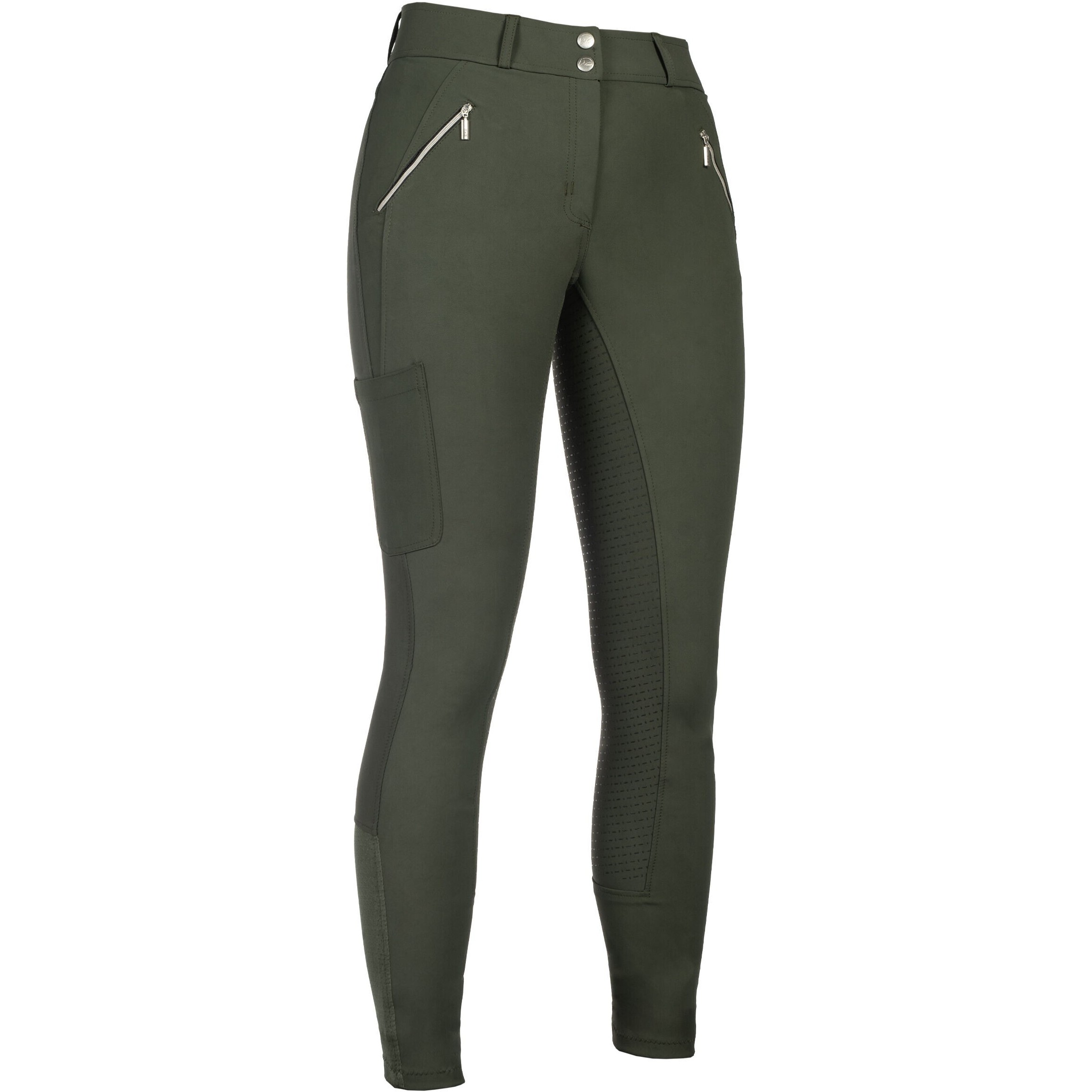 Kinder Reithose Silikon Vollbesatz LIA HIGH WAIST olivgrün