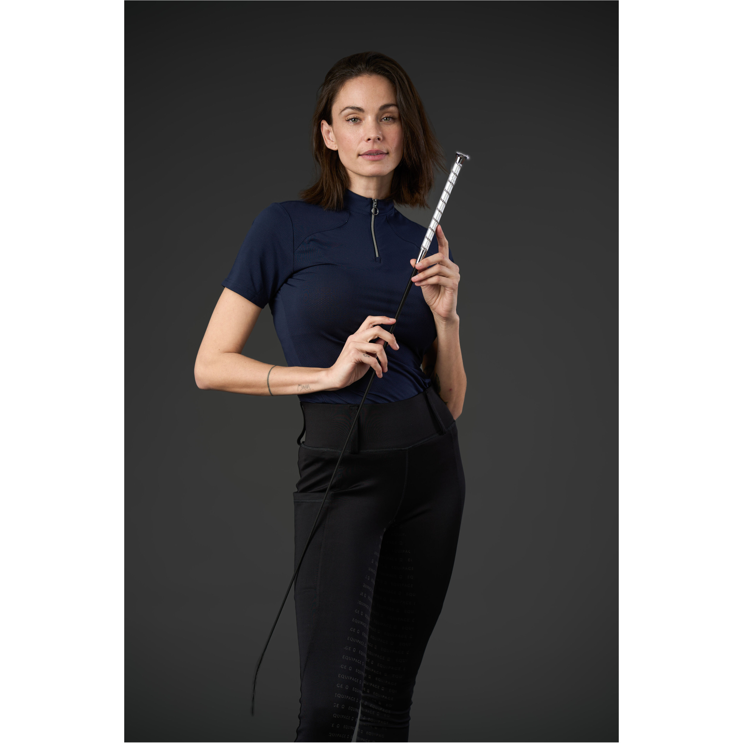 Dressurgerte mit Steinen RHINESTONE silber