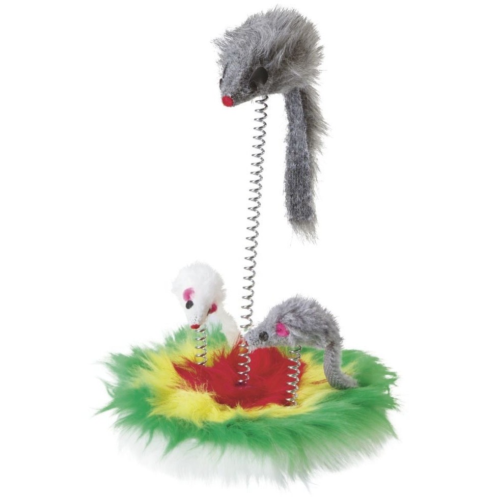 Katzenspielzeug Fellmaus auf Feder MOUSE SWING ø 17cm 