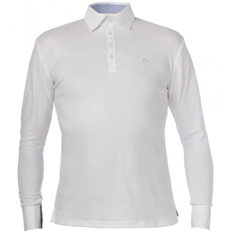 Kinder Poloshirt langarm MESH weiß