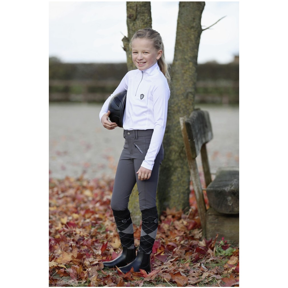 Kinder Reithose Silikon Kniebesatz BALI grau