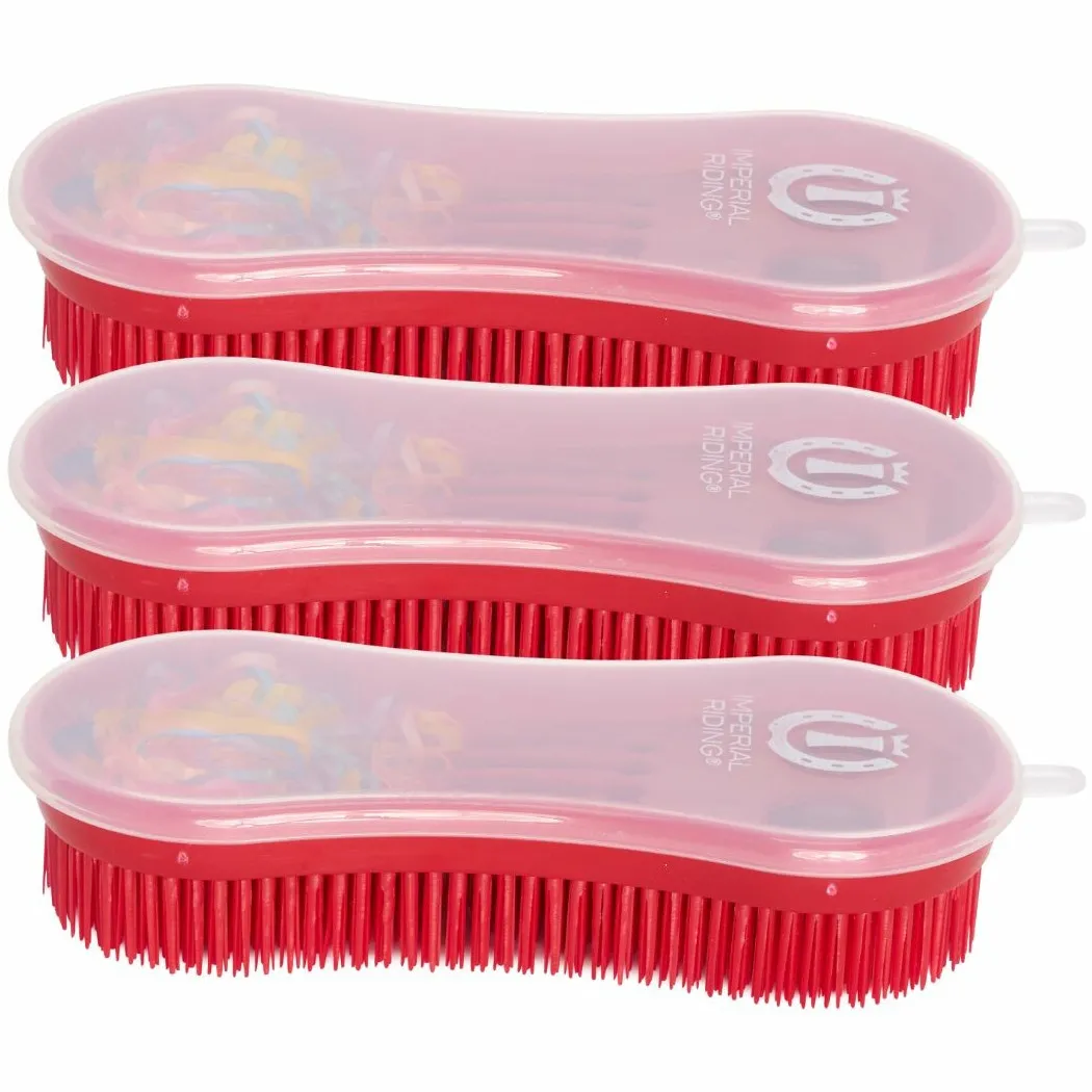 Perfection Bürste mit Einflechtgummis (3er Set) IRH tango red