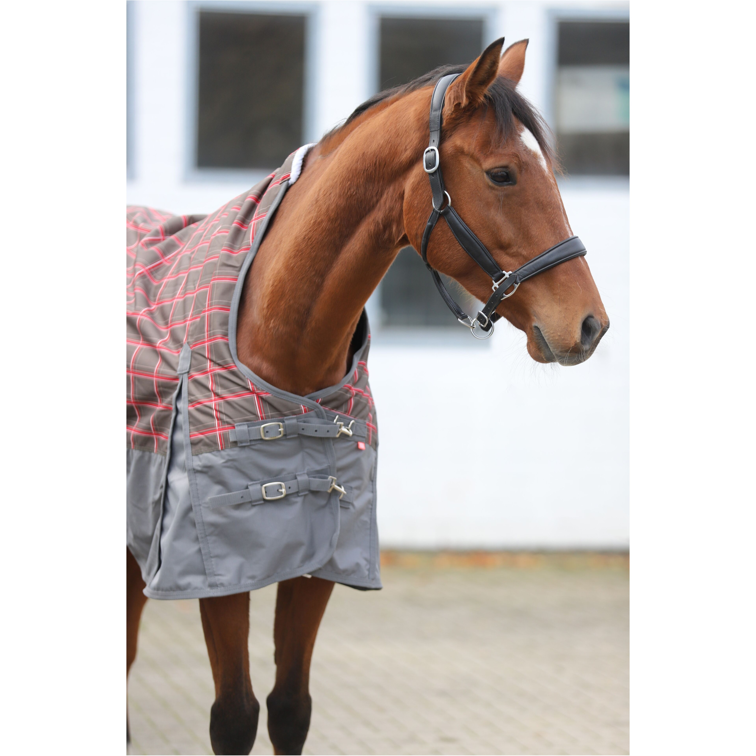 Outdoordecke High Neck 600D mit Polarfleecefutter IRHCustomized grey check/grey