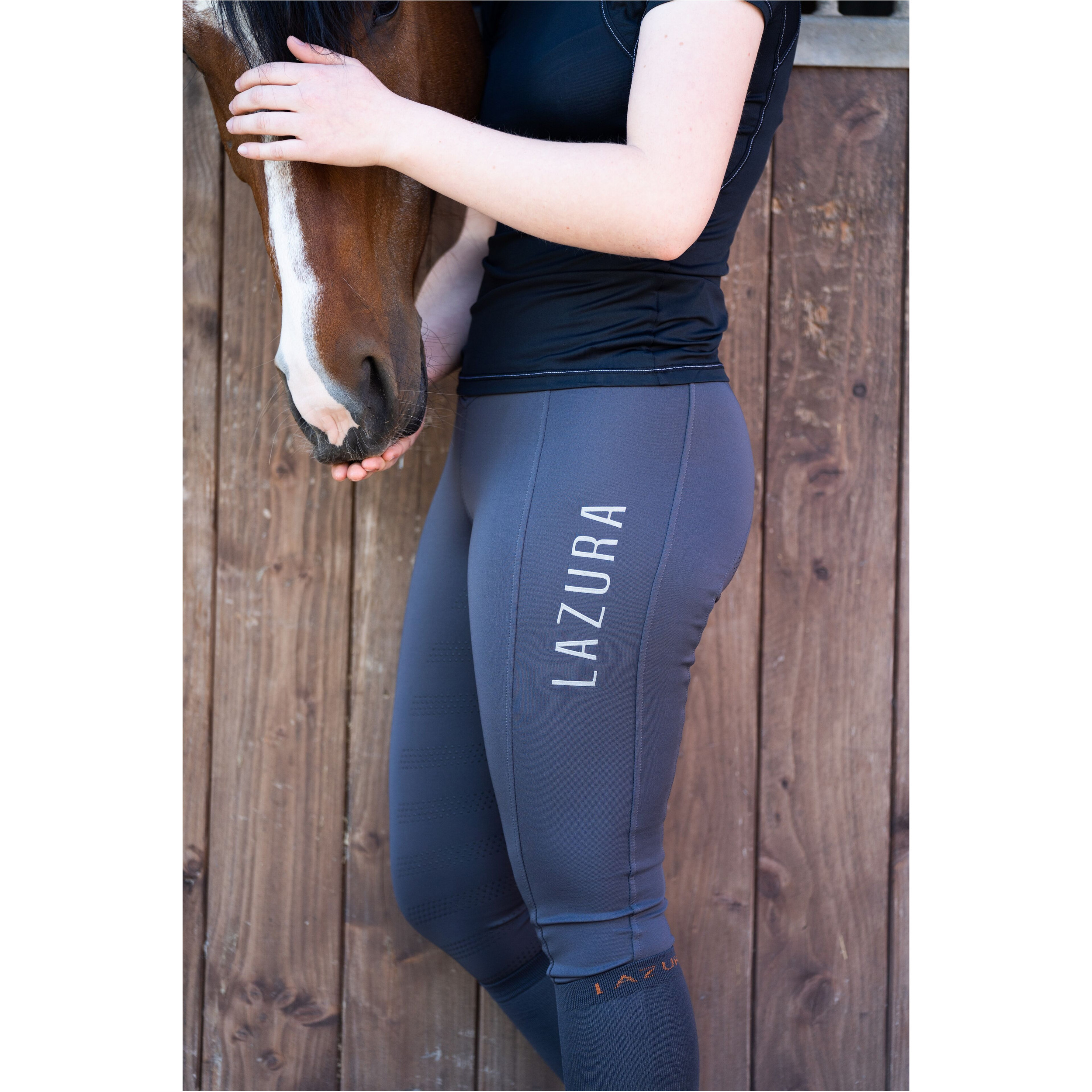 Damen Reitleggings Silikon Vollbesatz ARIELLA graphit