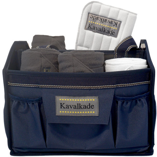 Putztasche faltbar marine/braun-beige