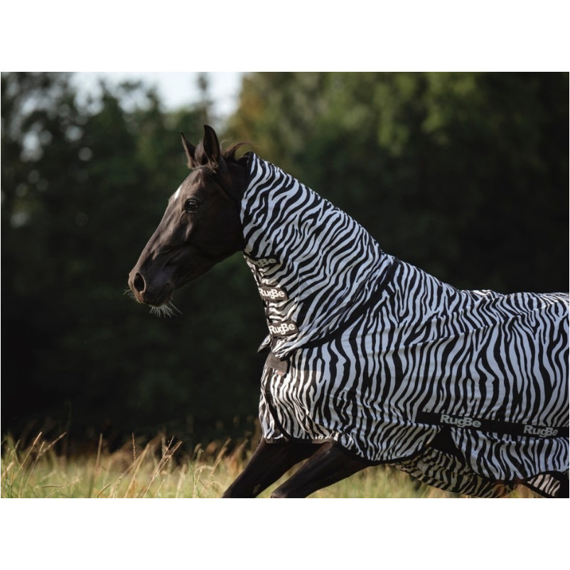 Fliegendecke mit Halsteil RugBe ZEBRA schwarz/weiss