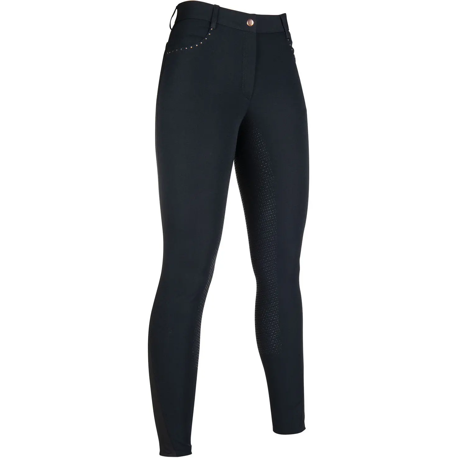 Damen Reithose Silikon Vollbesatz ROSEGOLD GLAMOUR STYLE schwarz/rosegold