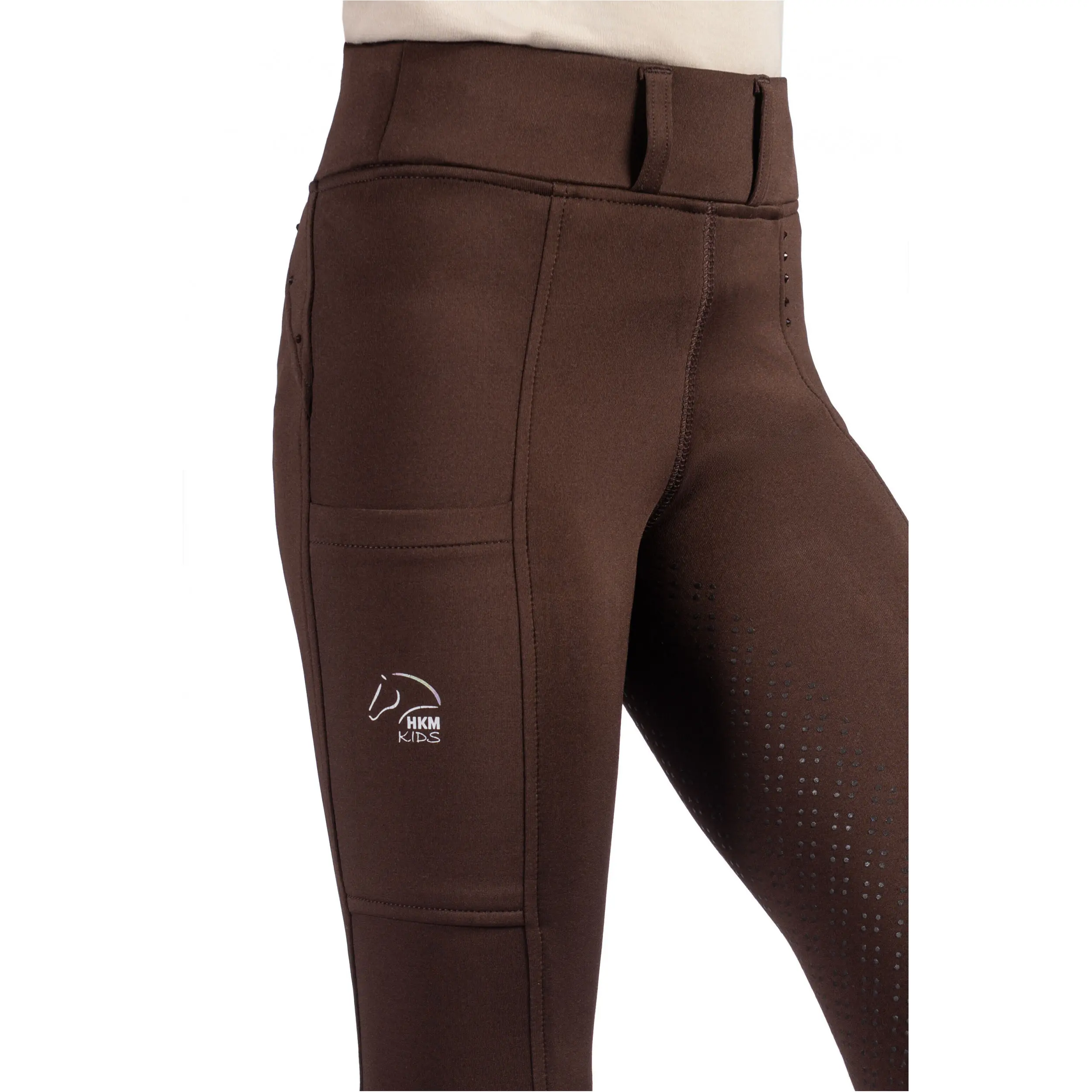 Kinder Reitleggings Silikon Vollbesatz LANA II STYLE dunkelbraun
