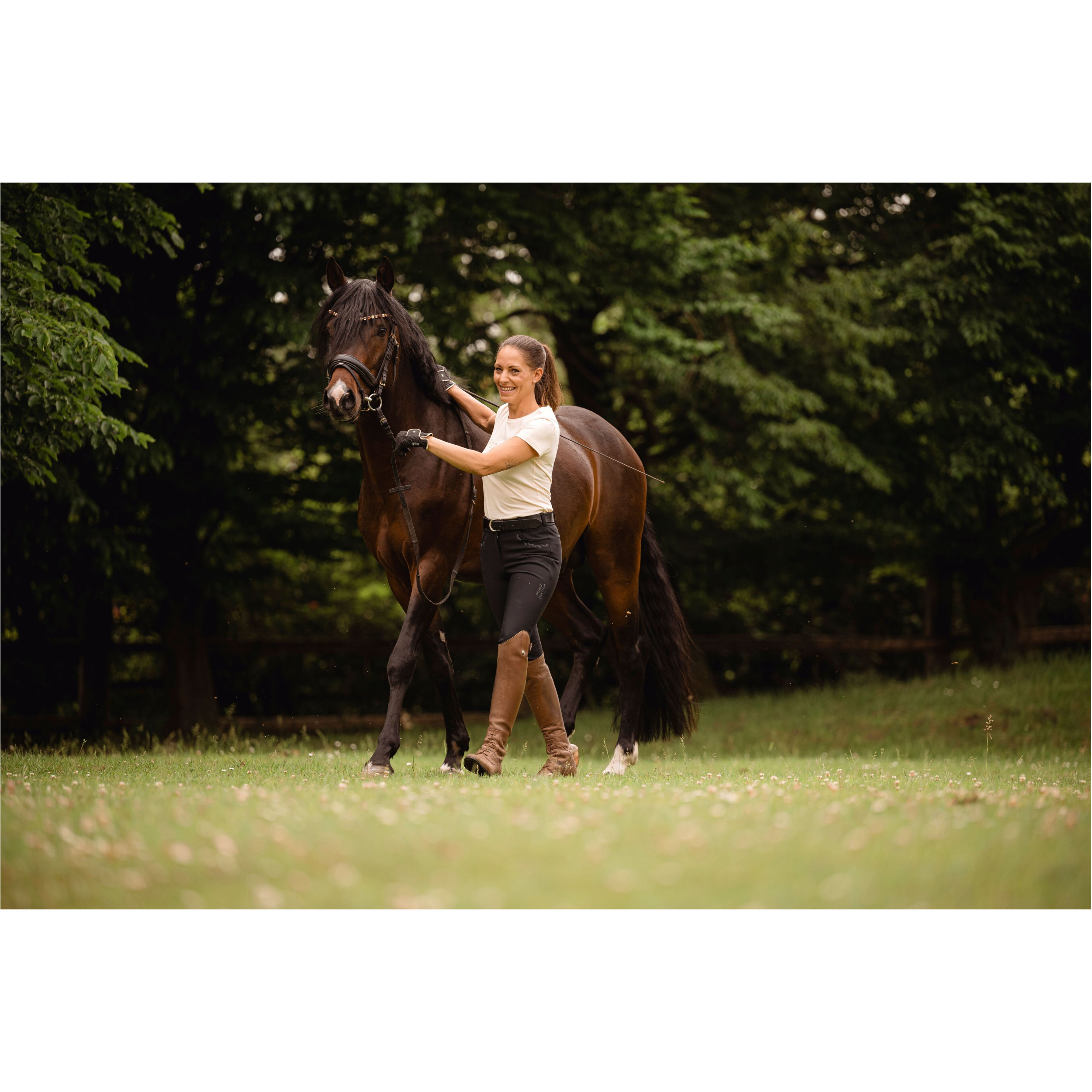 Damen Reithandschuhe LONA schwarz/gold