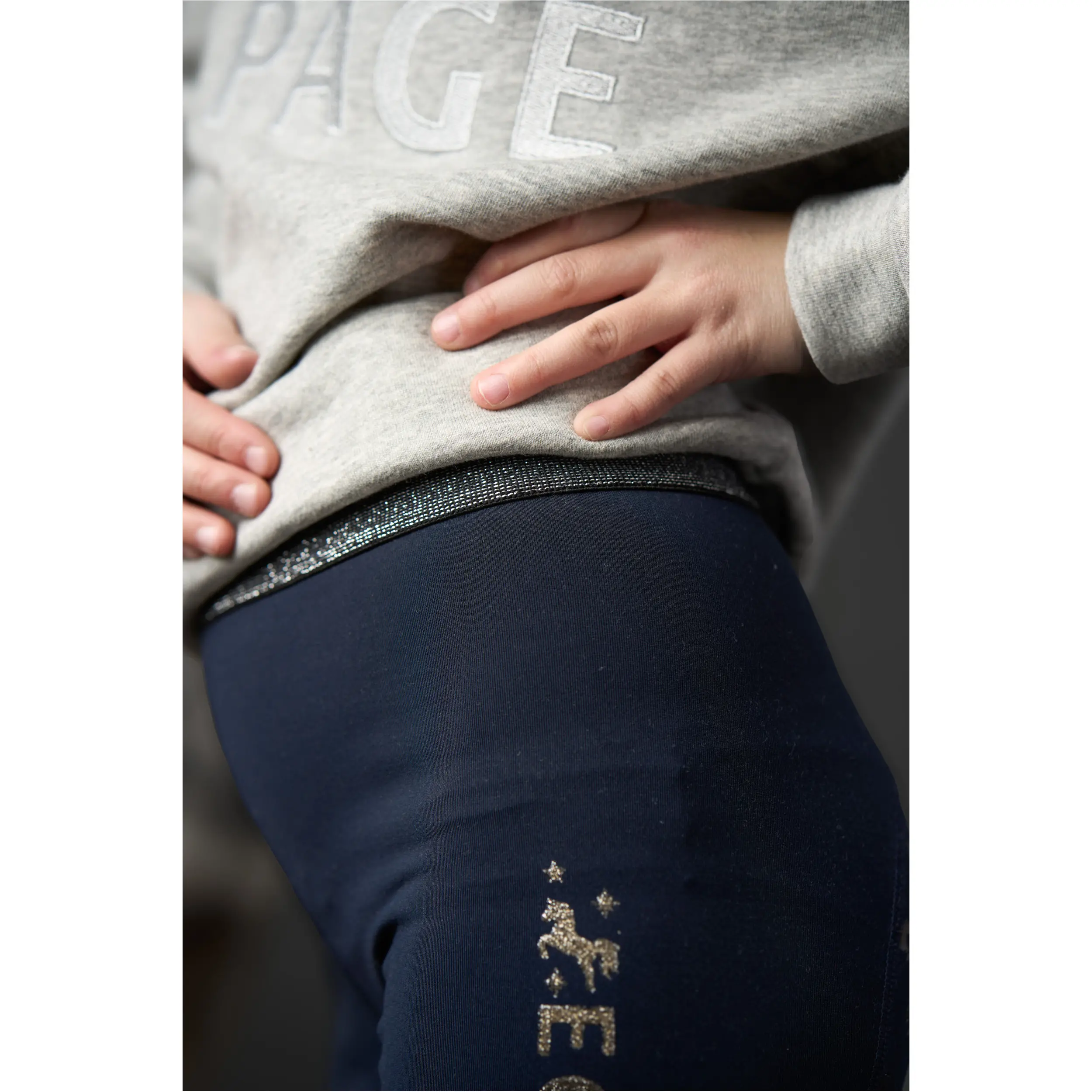 Kinder Reitleggings Silikon Vollbesatz MAGGIE navy