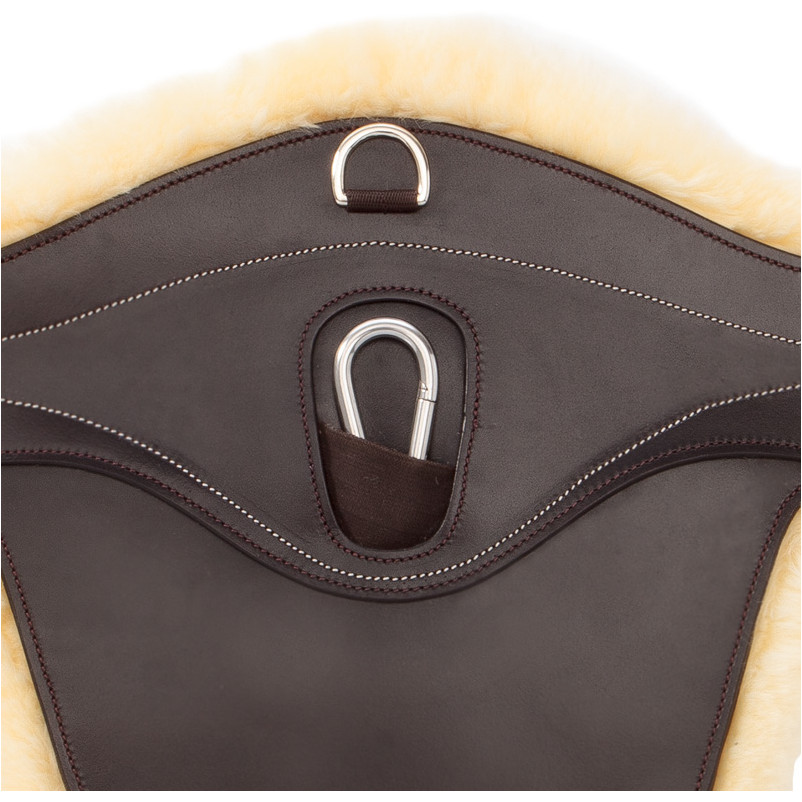 Sattelgurt Lammfell mit Bauchlatz und Elast EXCELLENCE braun