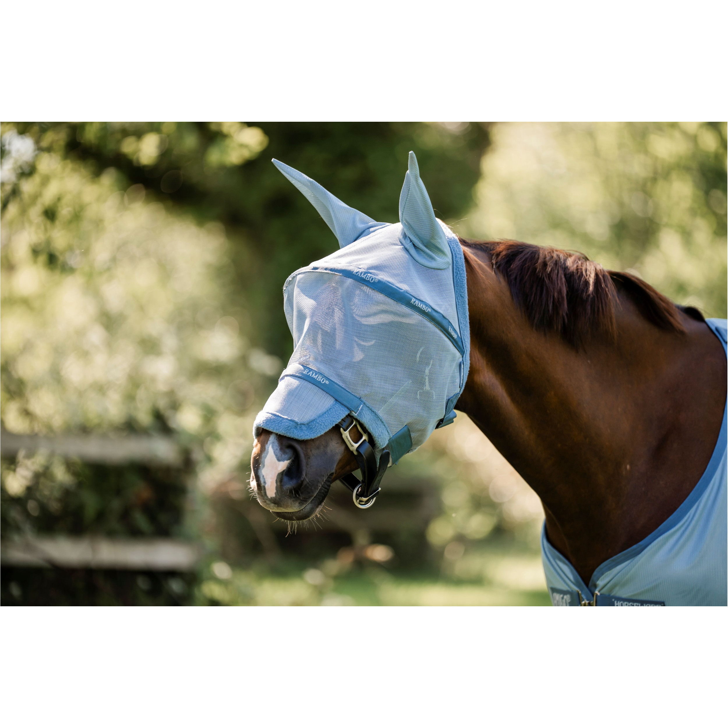 Fliegenmaske RAMBO Plus heather blue/blue/silver