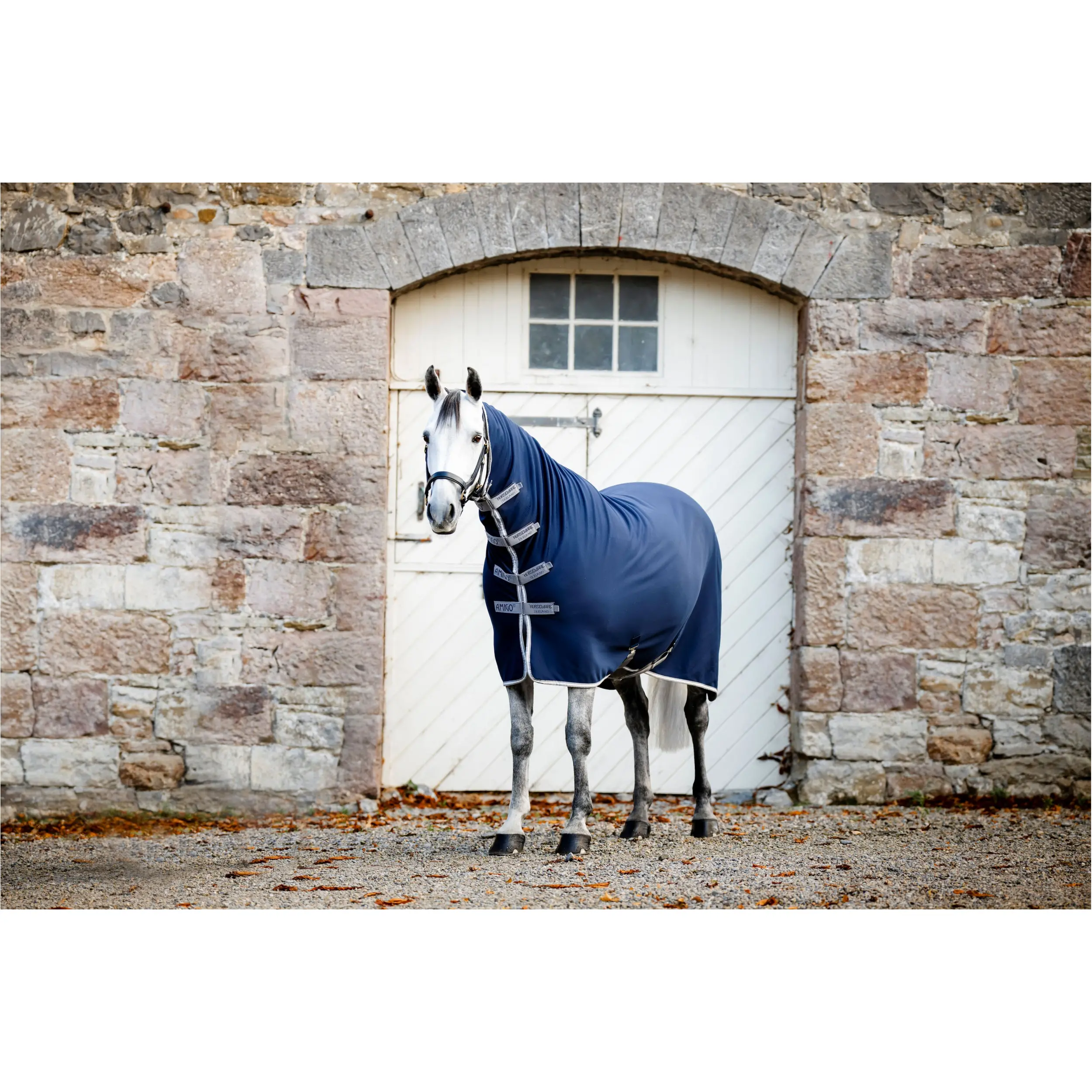 Abschwitzdecke mit festem Halsteil AMIGO Jersey Integrated Cooler navy/titanium grey/silver